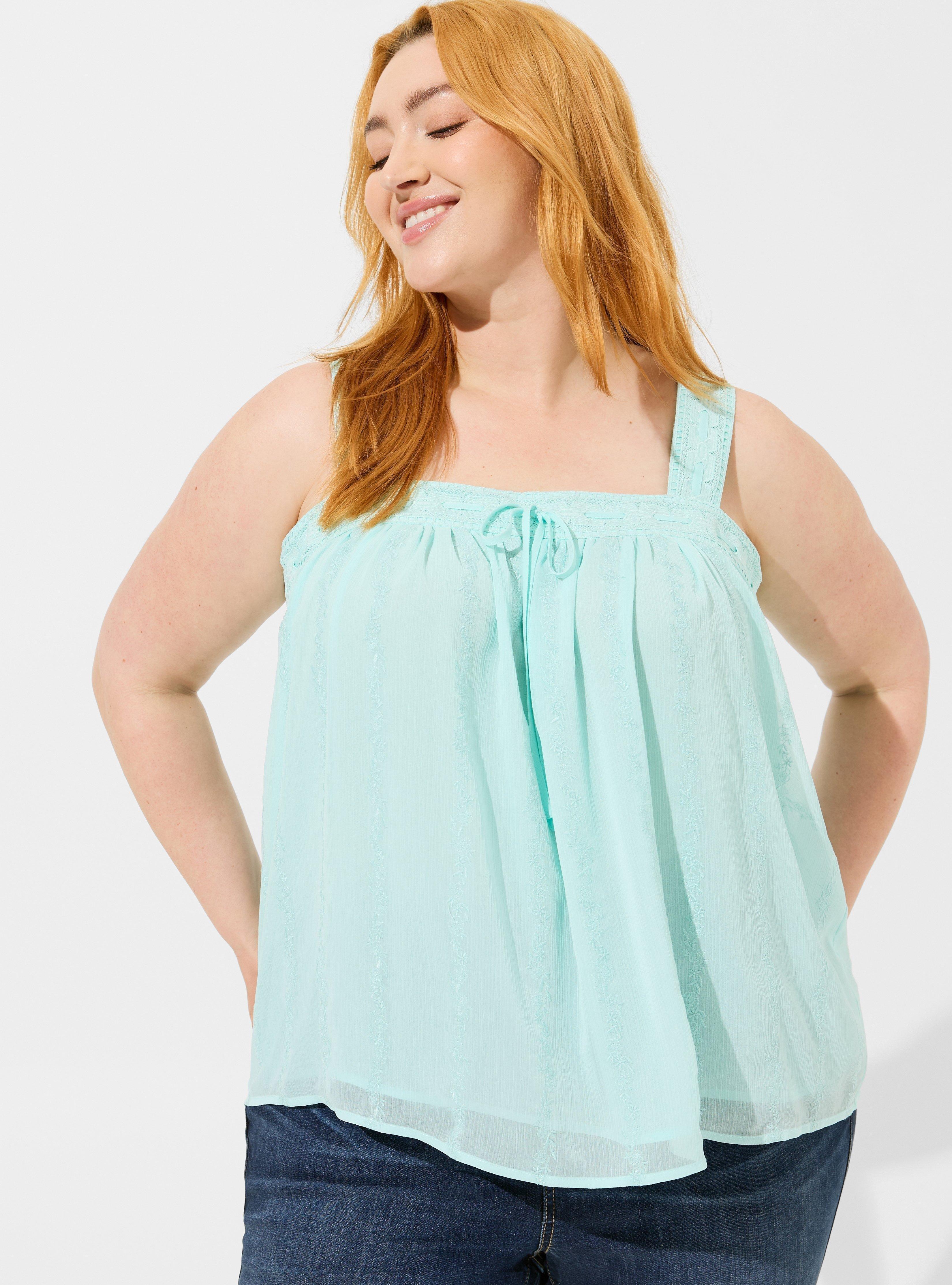 TORRID Crinkle Chiffon Lace Trim Top