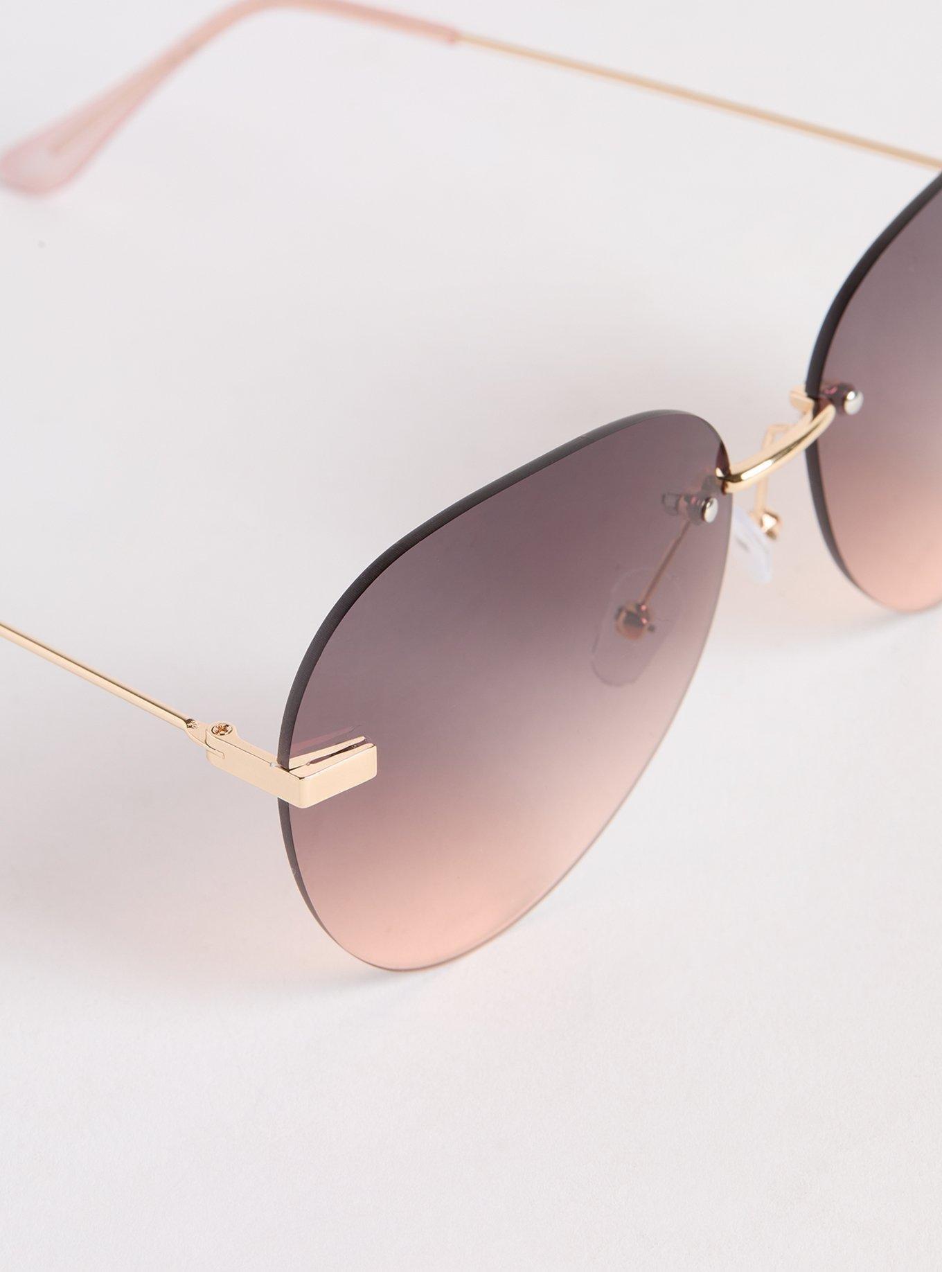 Rimless Aviator Sunglasses, , alternate