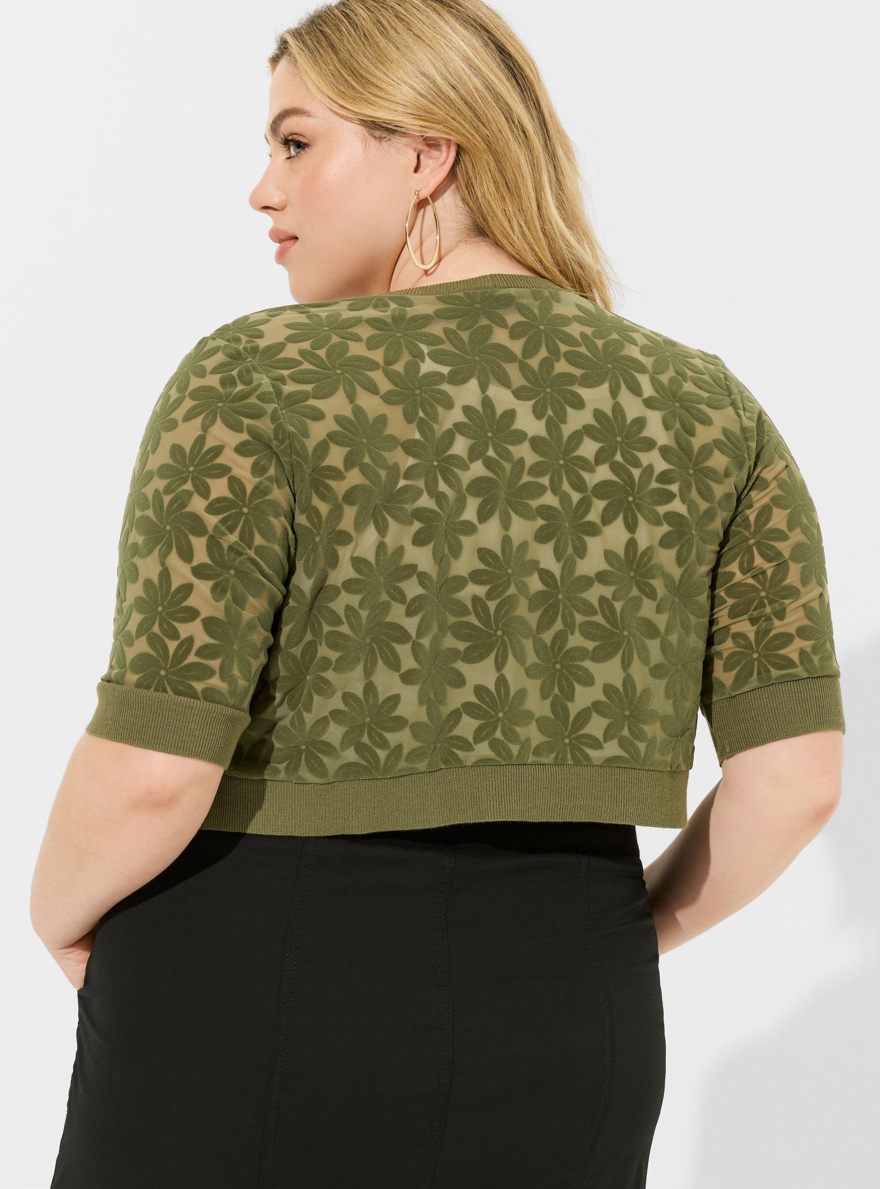 Plus Size - Flocked Daisy Mesh Shrug - Torrid