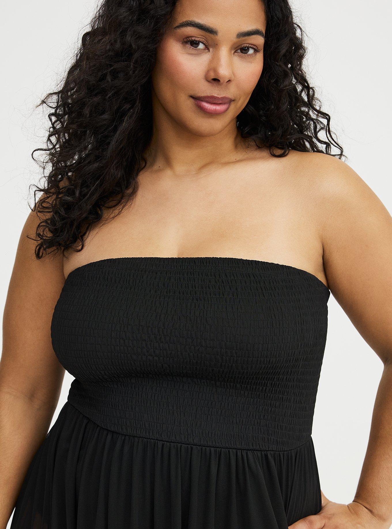 Mesh Smocked Swim Maxi Cover-Up, DEEP BLACK, alternate