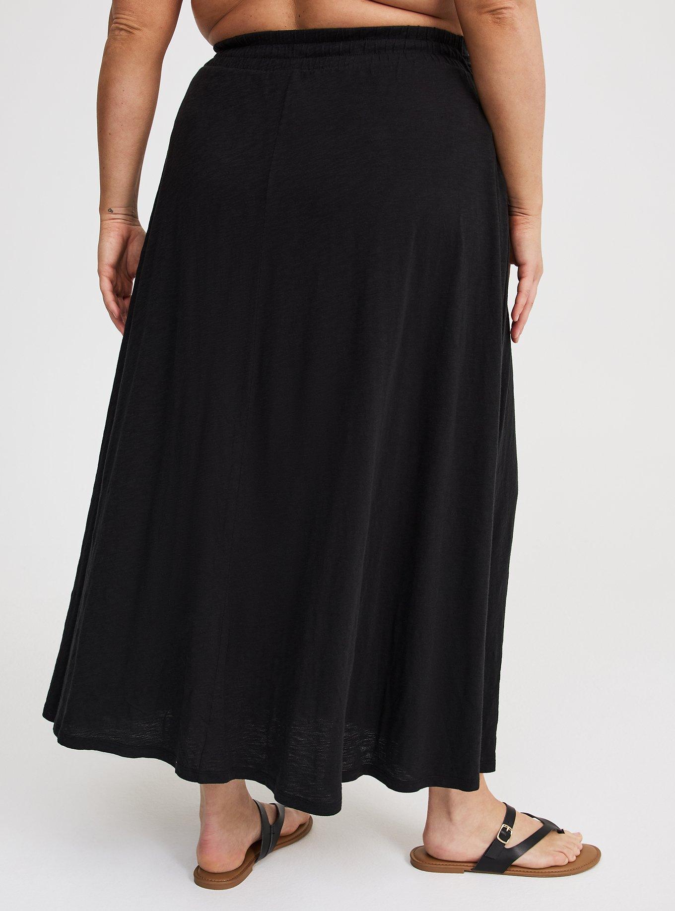 Maxi Slub Front Slit Cover-Up Skirt