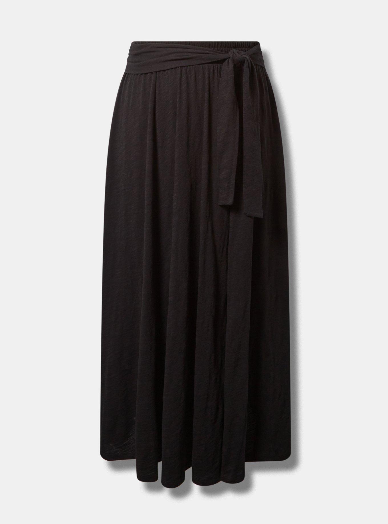 Maxi Slub Front Slit Cover-Up Skirt