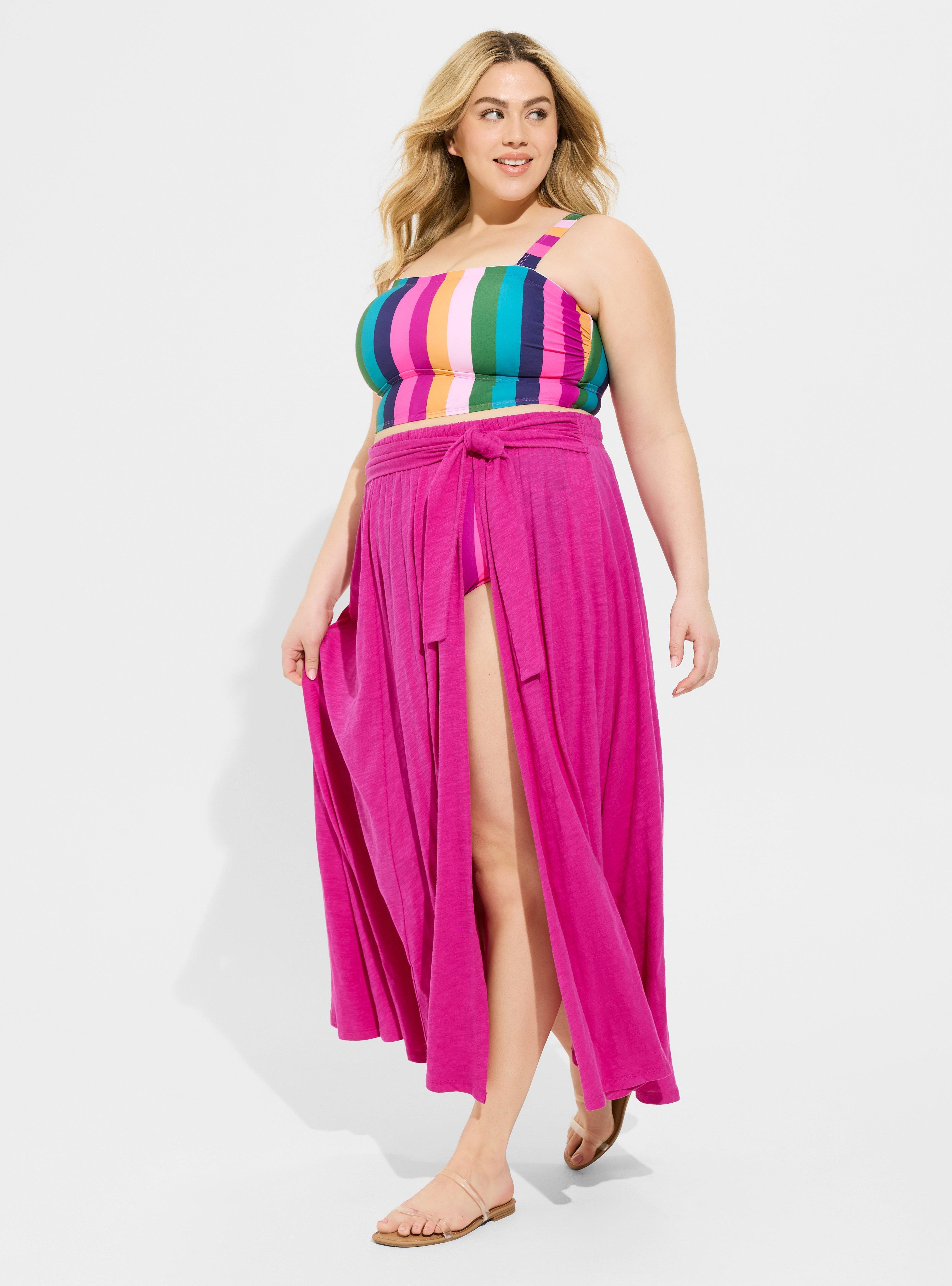 Plus Size Maxi Slub Front Slit Cover Up Skirt Torrid