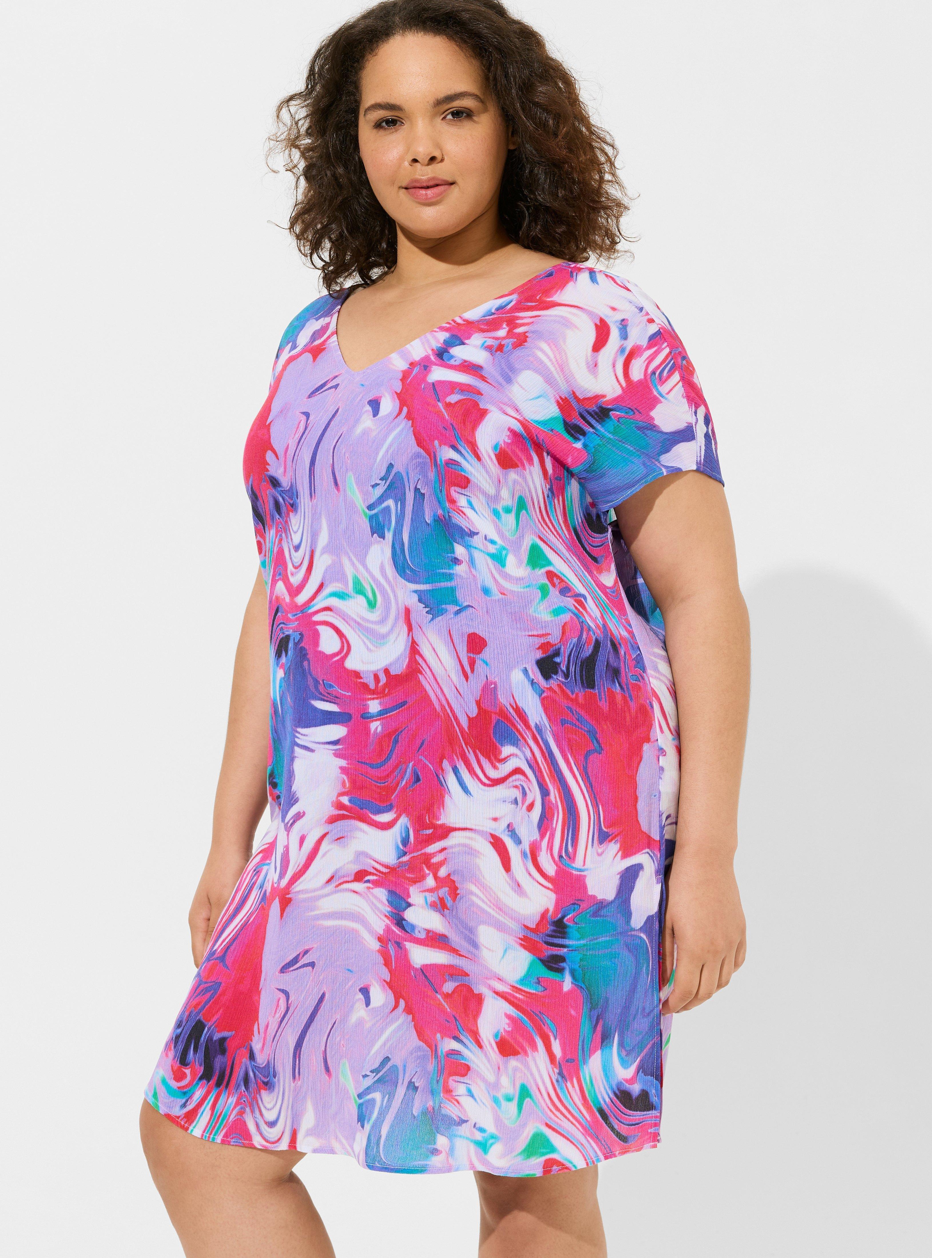 Mini Washable Gauze Side Slits Caftan Cover-Up Dress