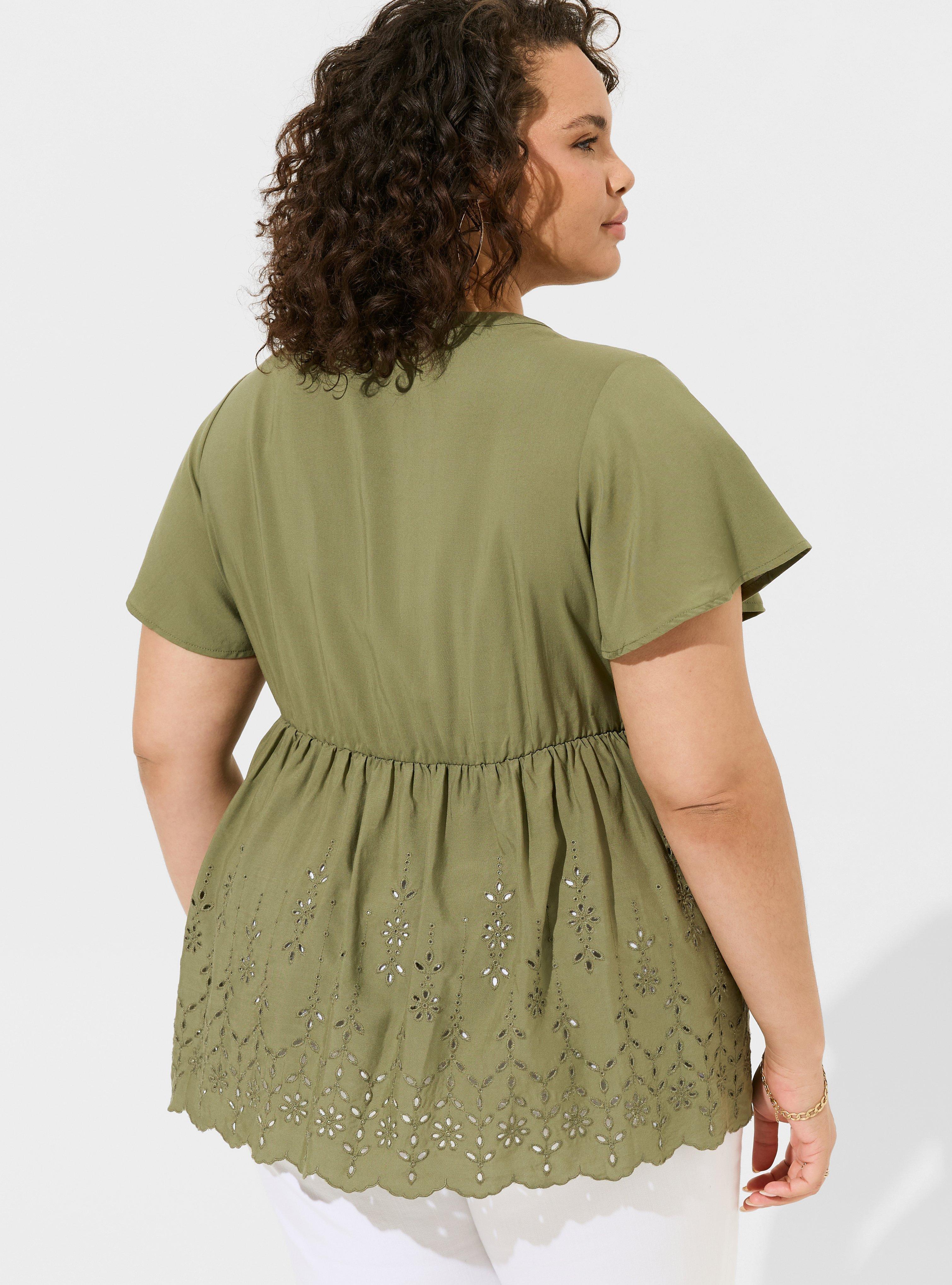 Babydoll Challis Embroidered Tiered Top