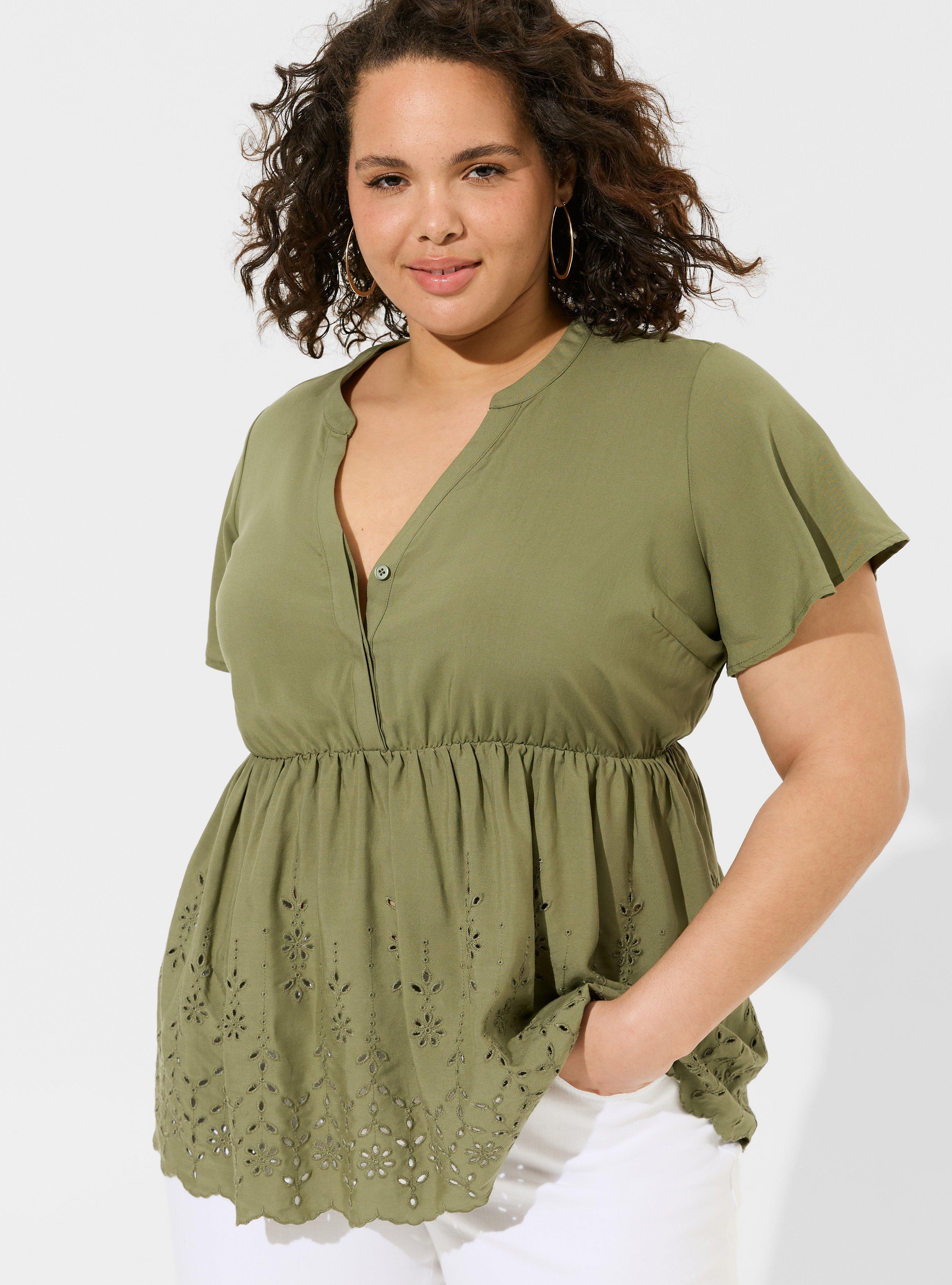 Babydoll Challis Embroidered Tiered Top