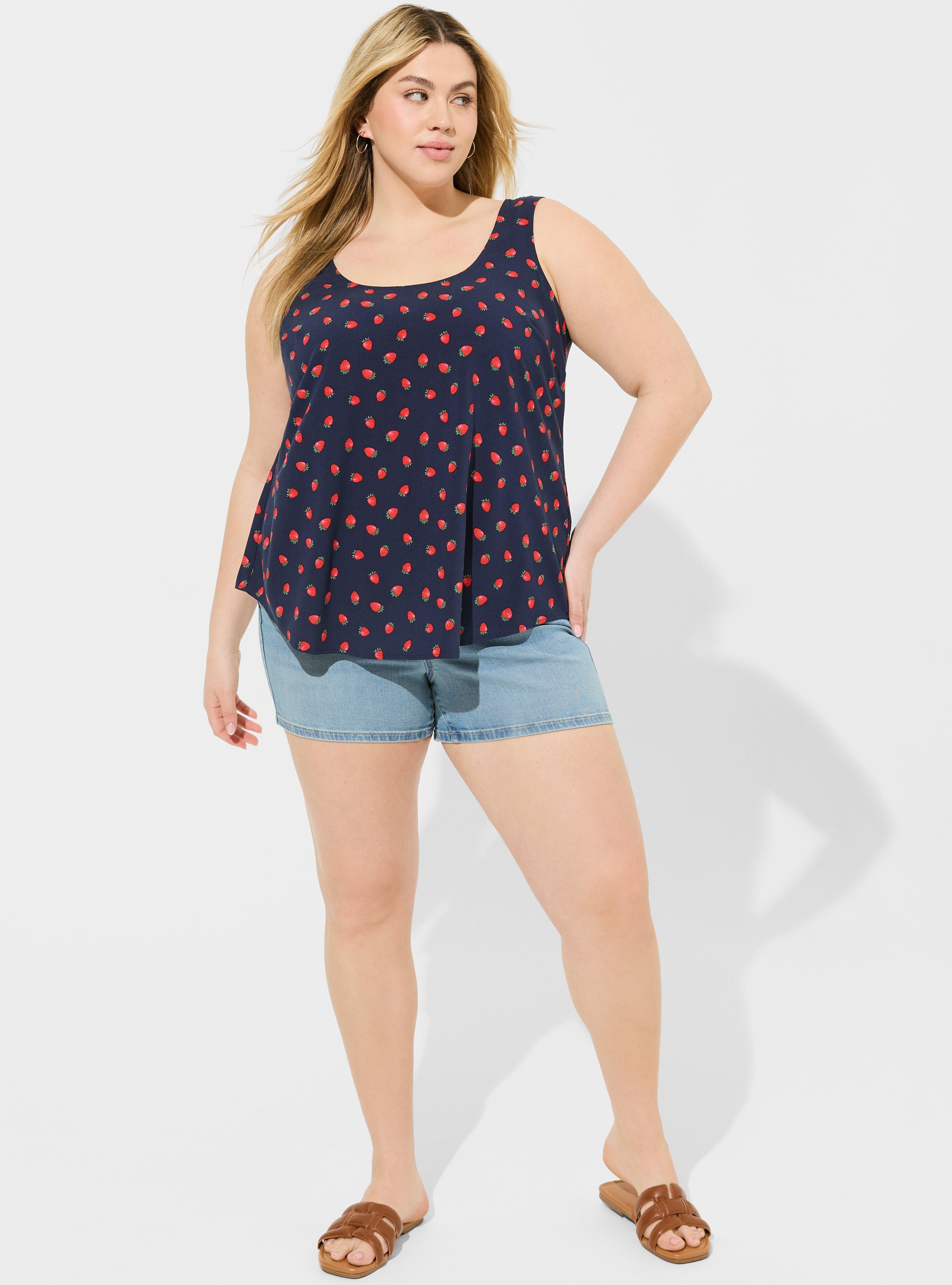 Challis Back Criss Cross Tank , NAVY STRAWBERRY, alternate