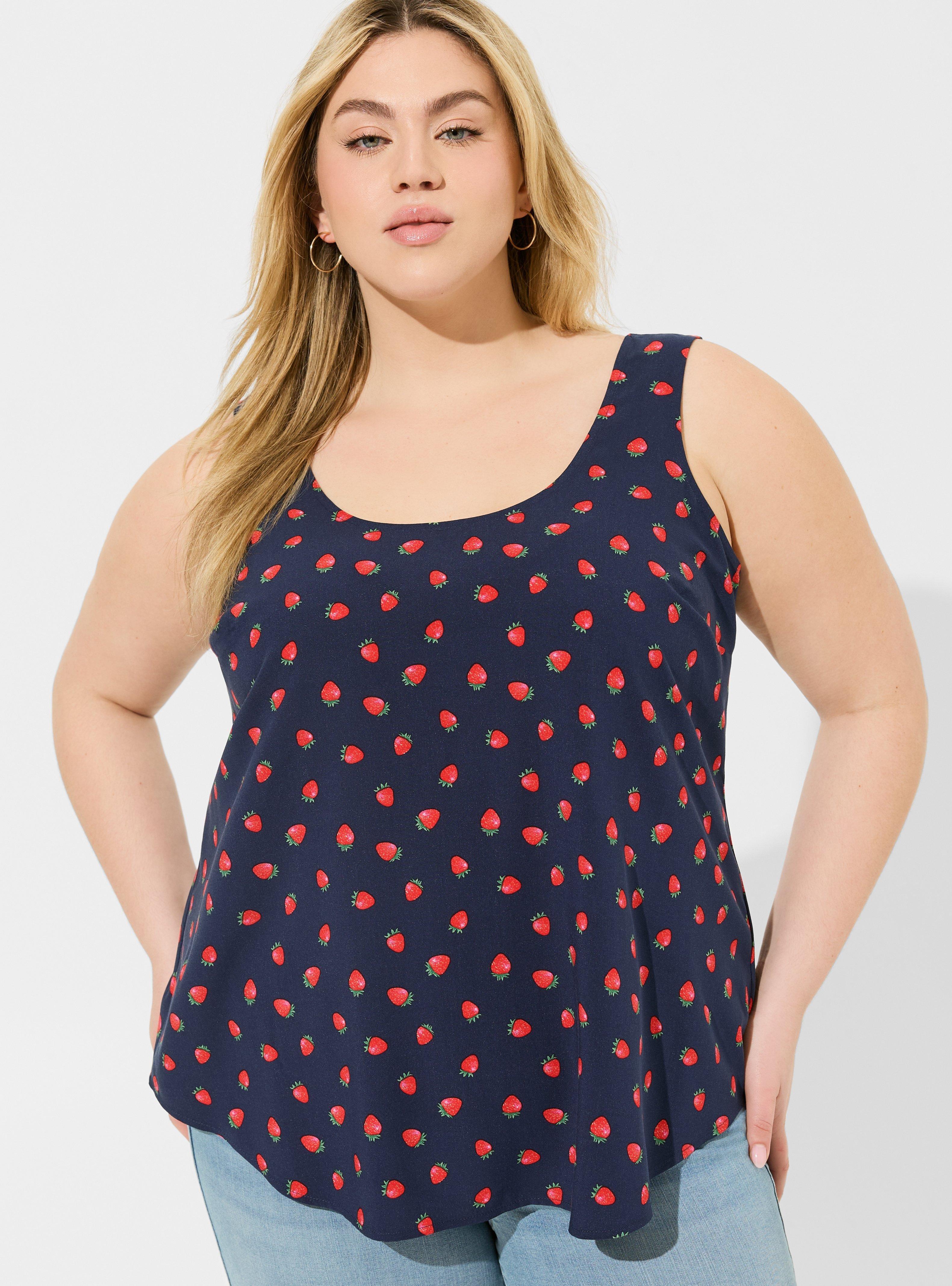 Challis Back Criss Cross Tank , NAVY STRAWBERRY, hi-res