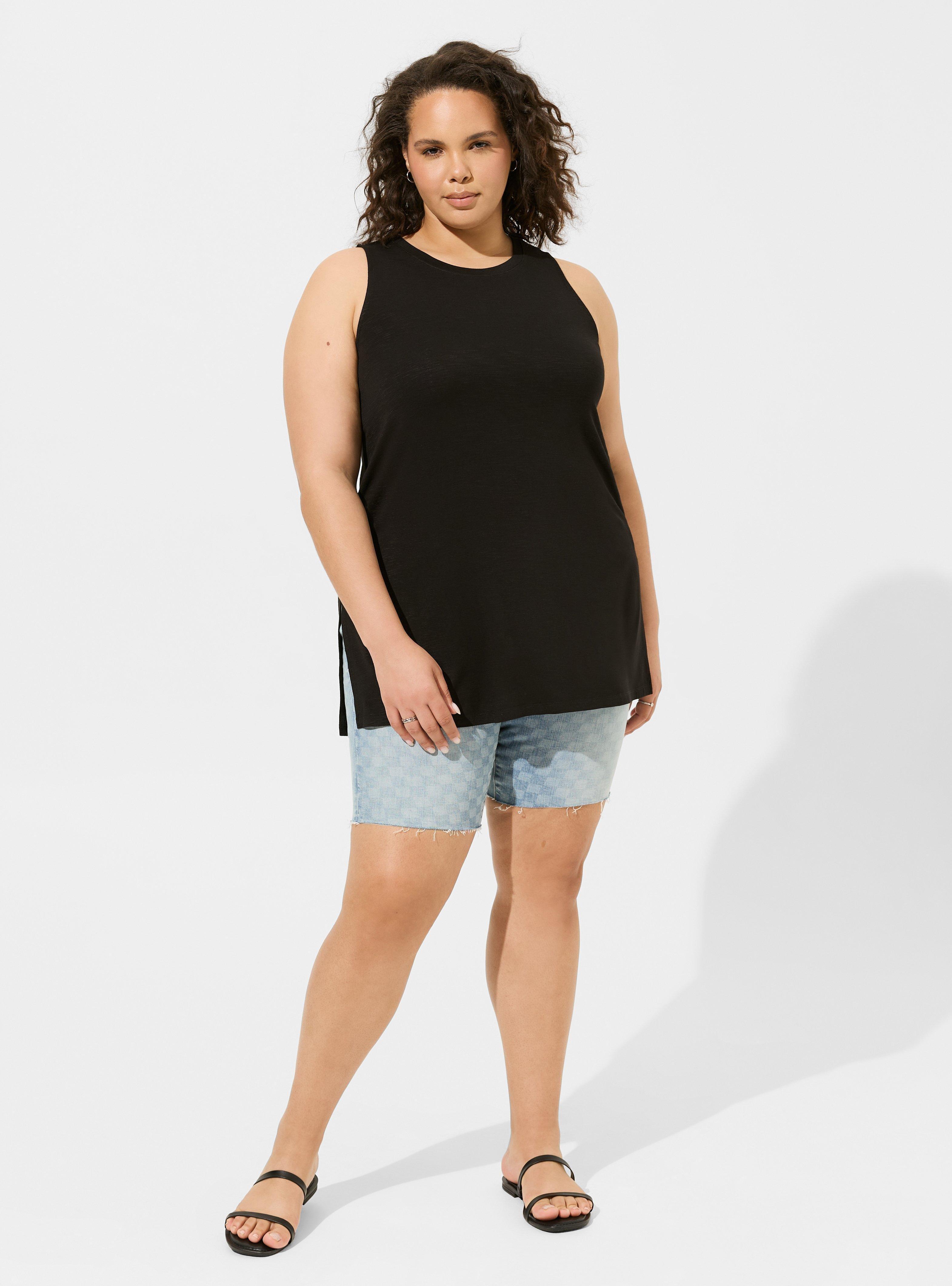 Super Soft Slub Crew Neck Side Slit Tank