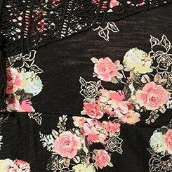 Vintage Slub Scoop Neck Tiered Babydoll Top, ARTISAN FLORAL DEEP BLACK, swatch