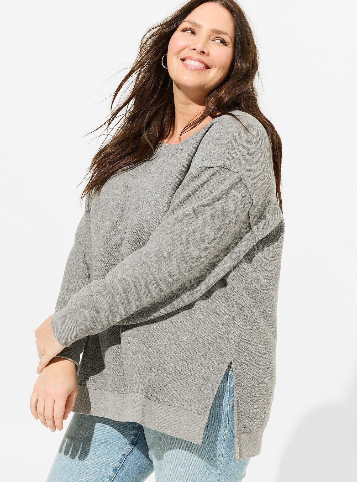 Reverse French Terry Drop Shoulder Sweatshirt, HEATHER GREY, alternate