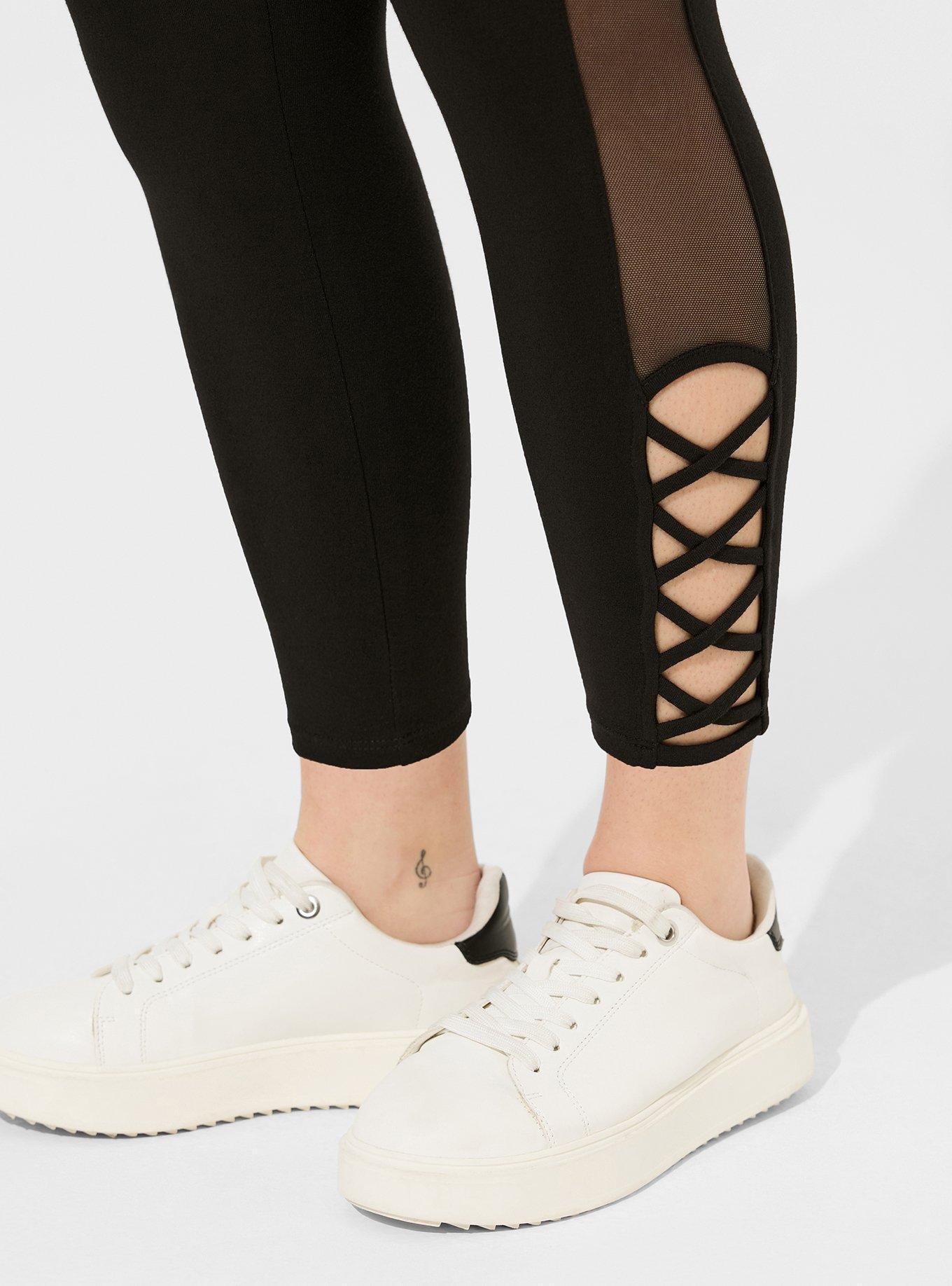 Crop Mesh Lace-Up Legging