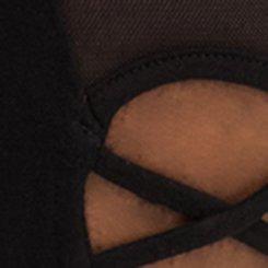 Plus Size Crop Mesh Lace-Up Legging, BLACK, swatch