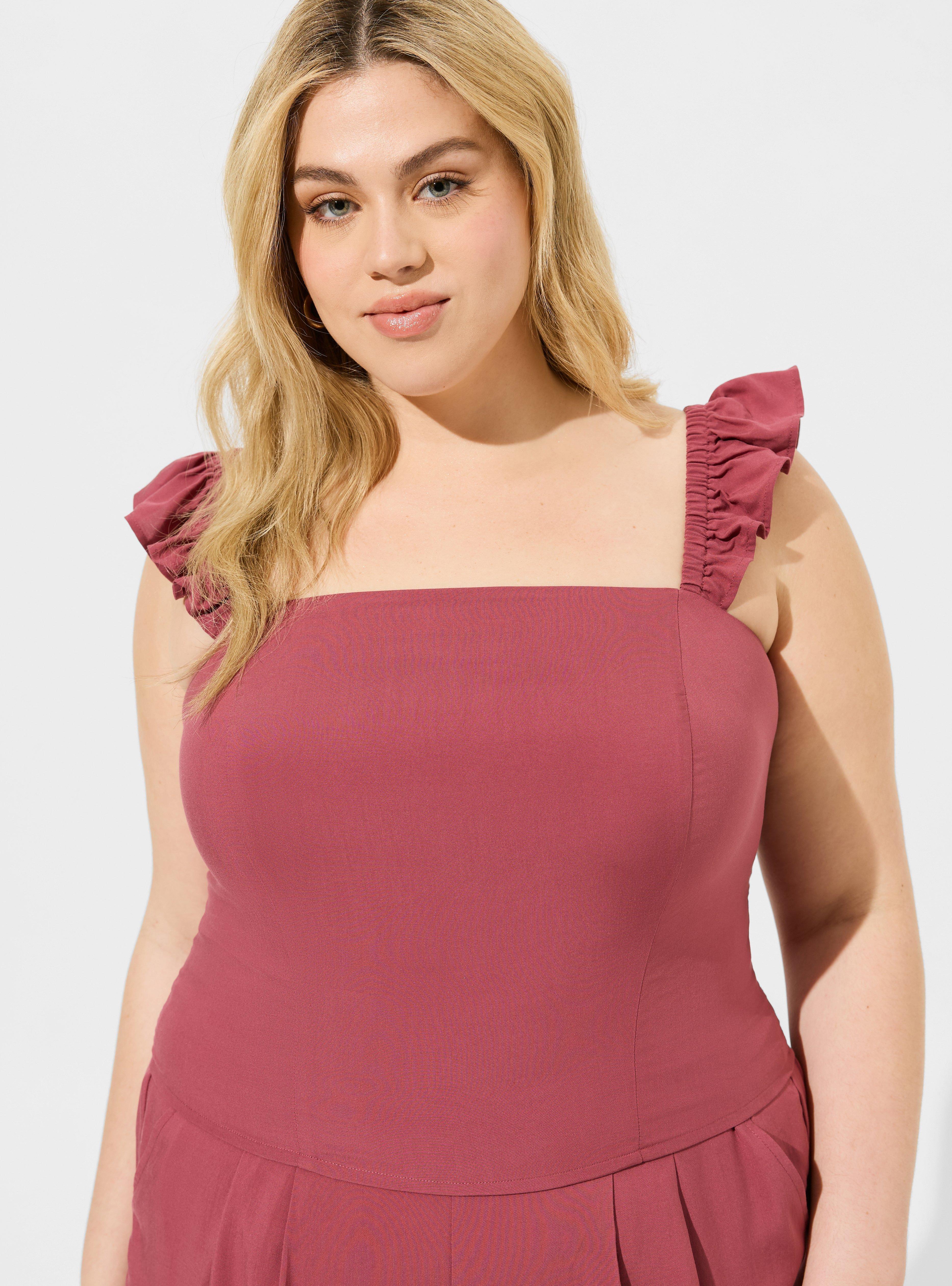 Challis Smocked Ruffle Trim Crop Top