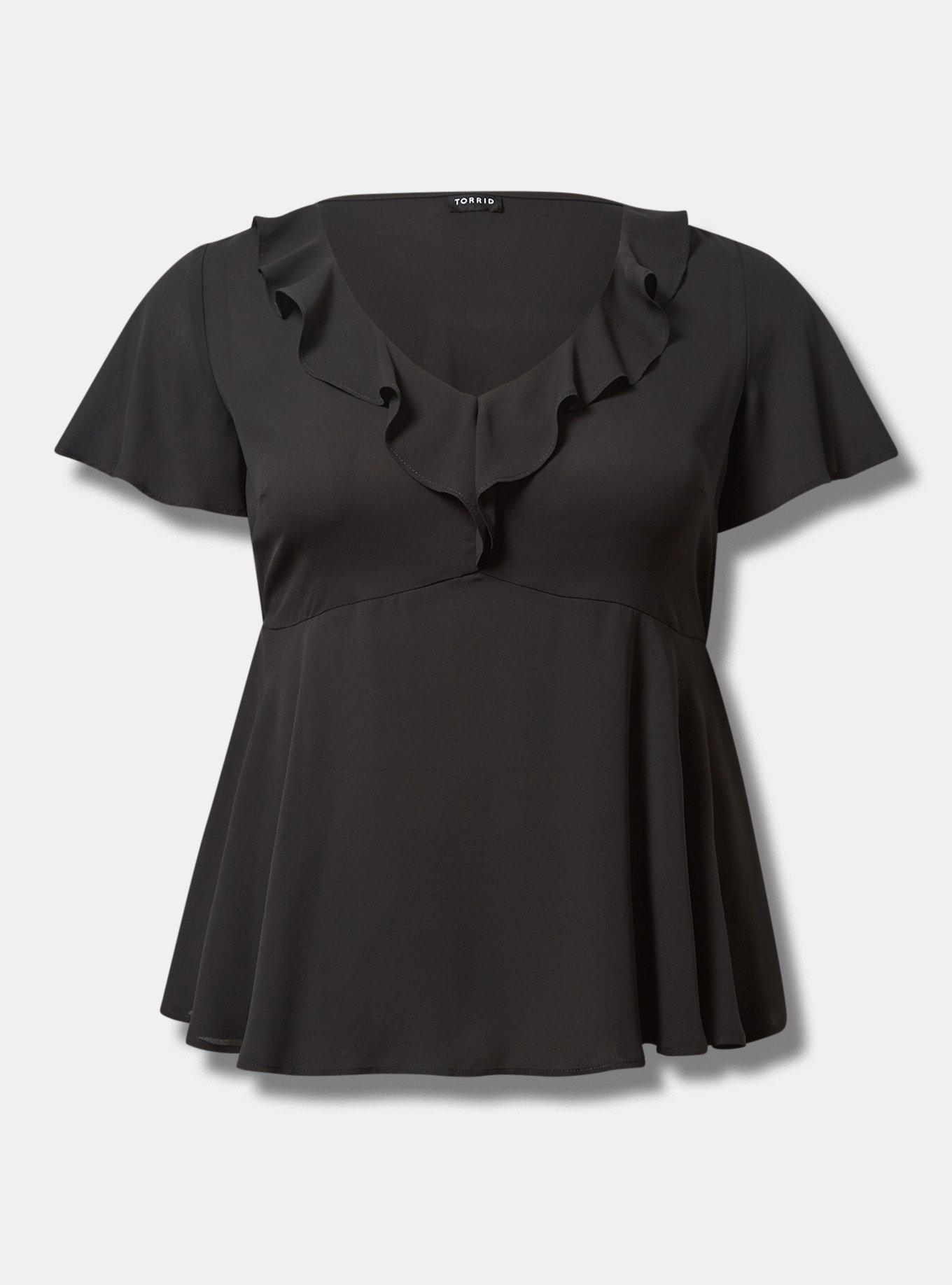 Plus Size - Georgette Flutter V-Neck Blouse - Torrid