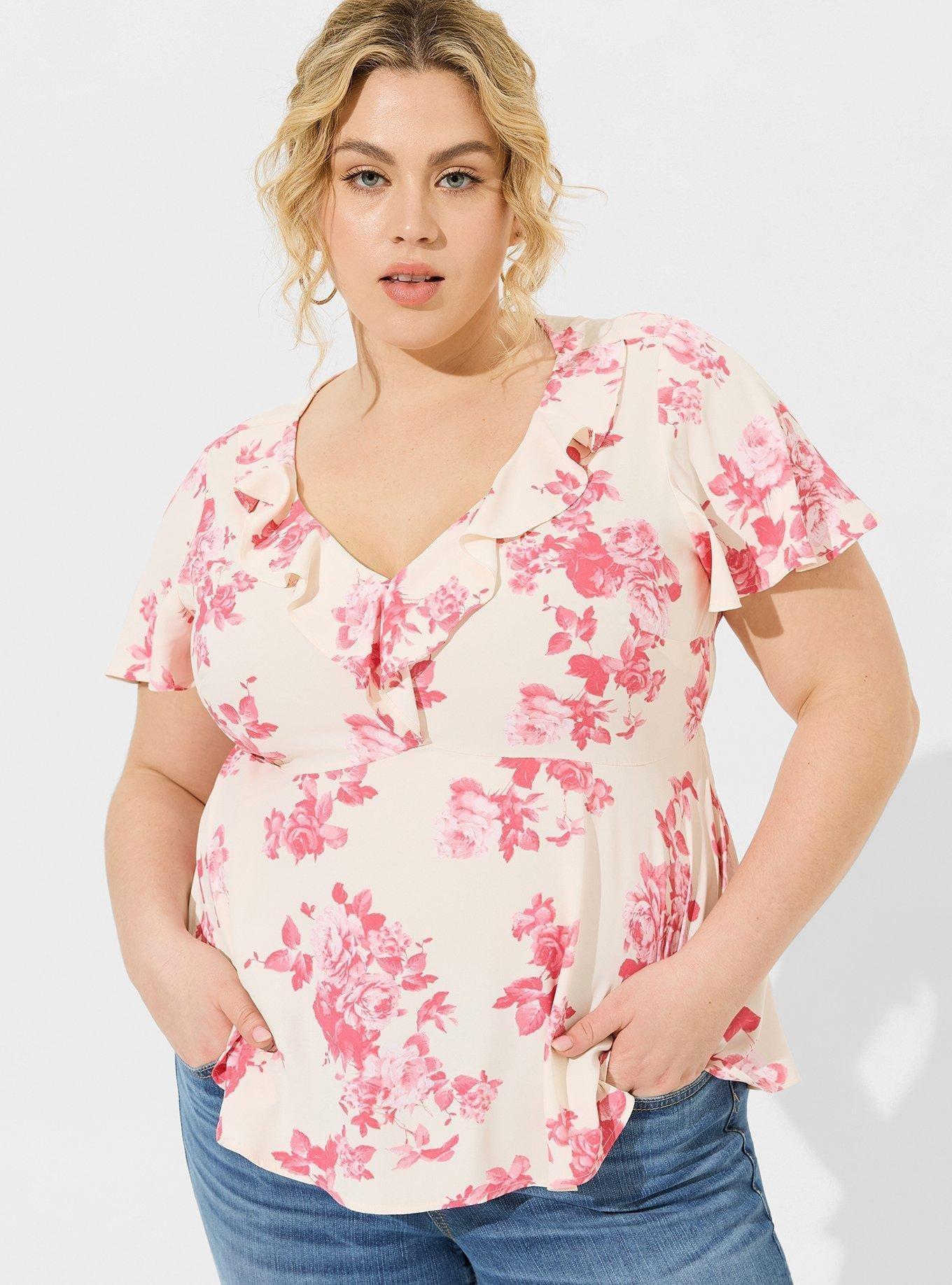 Georgette Flutter V-Neck Blouse