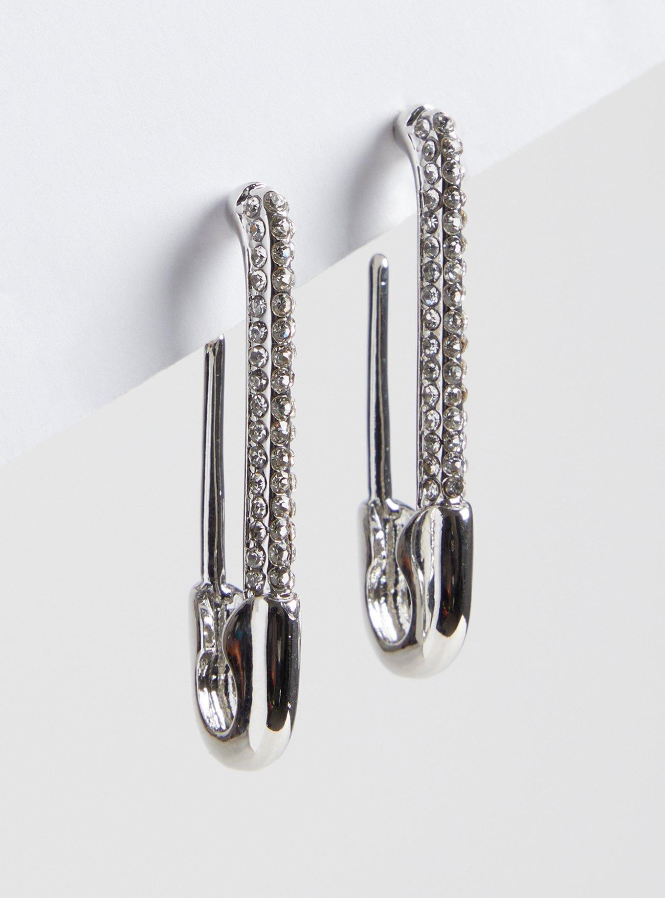 Plus Size - Pave Safety Pin Earring - Torrid