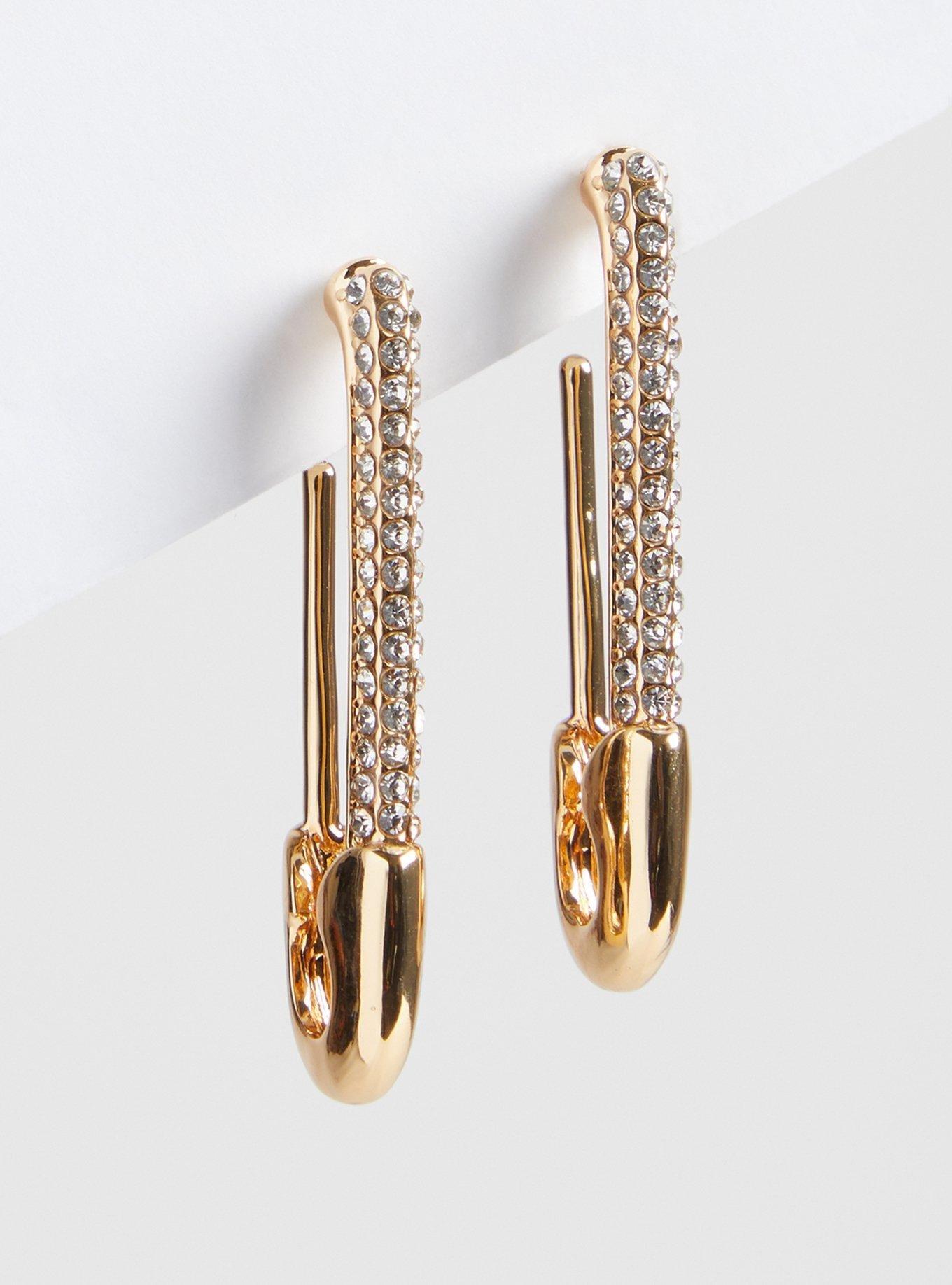 Pave safety pin earring store