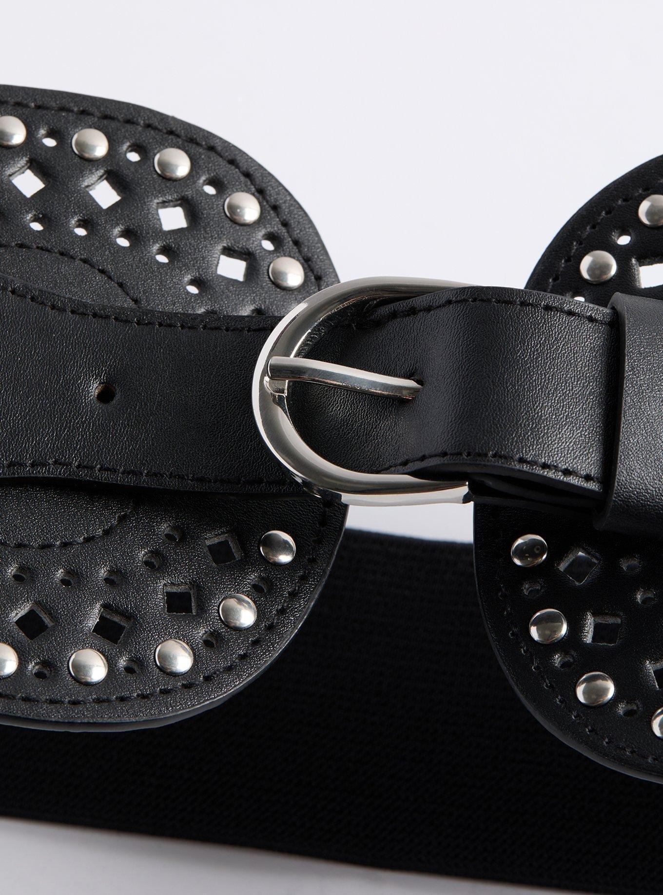 Studded Waist Belt, BLACK, alternate