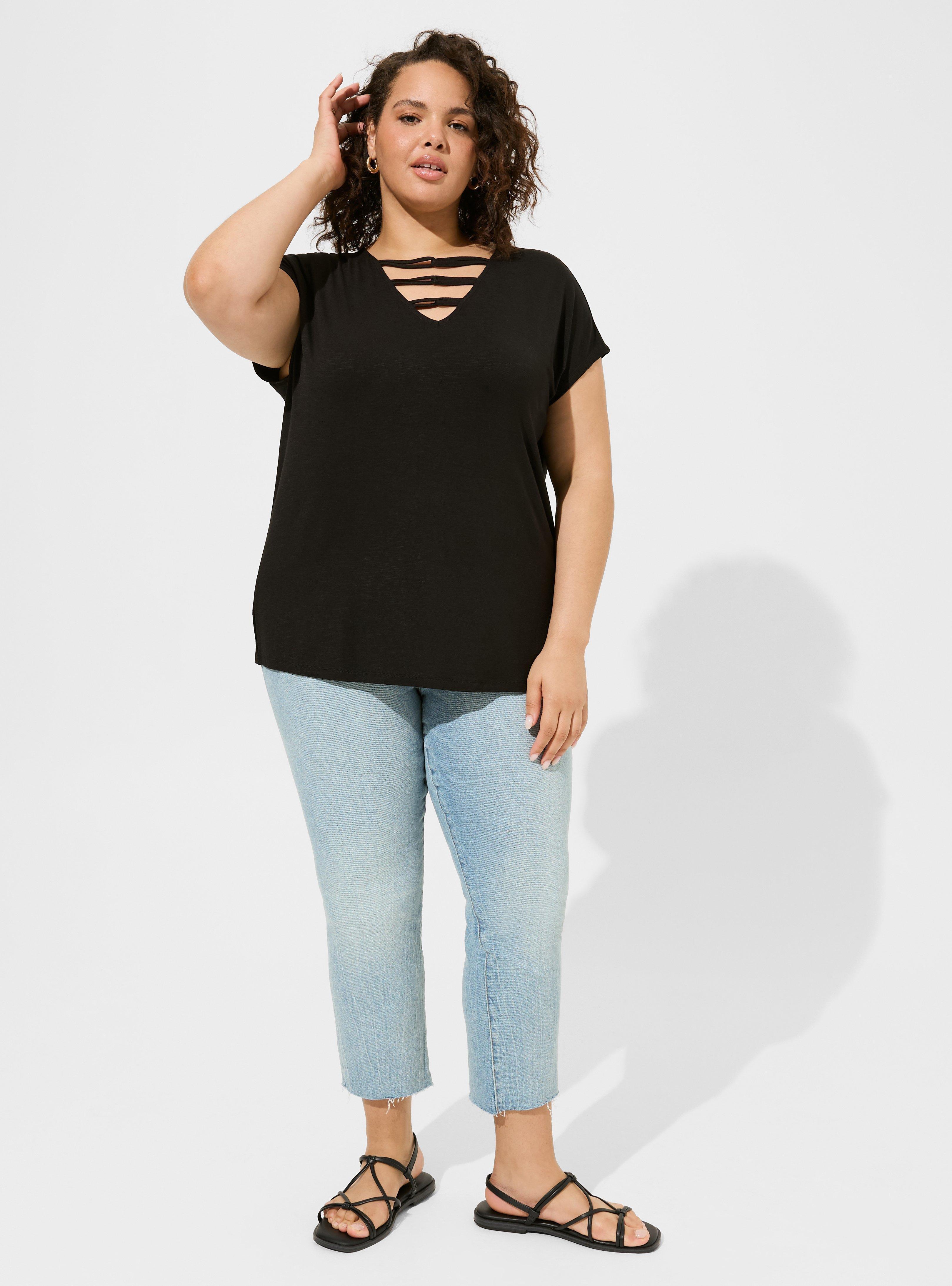 Super Soft Slub V-Neck Twist Dolman Tee