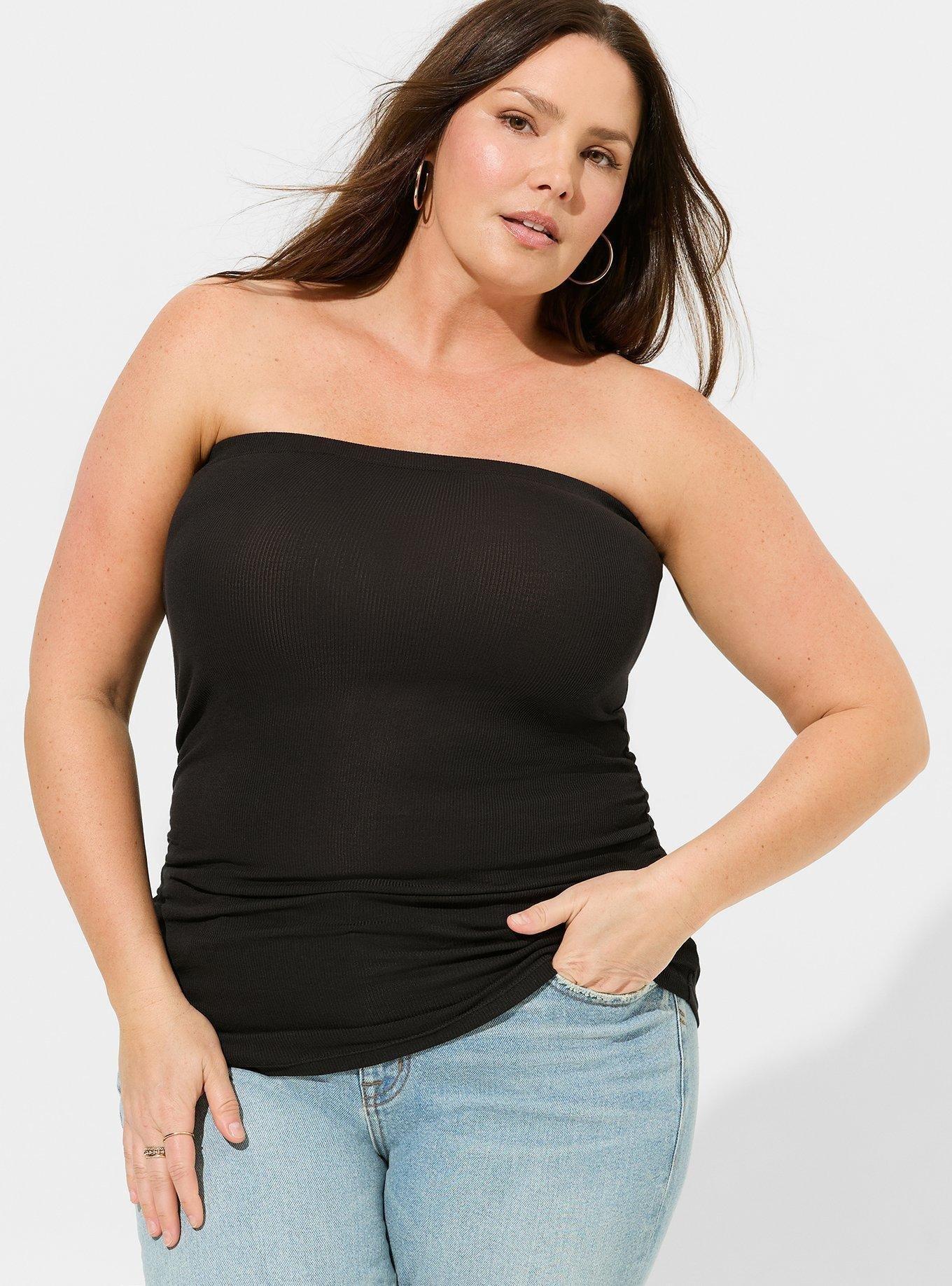 Cotton Modal Rib Straight Neck Shirred Crop Tank