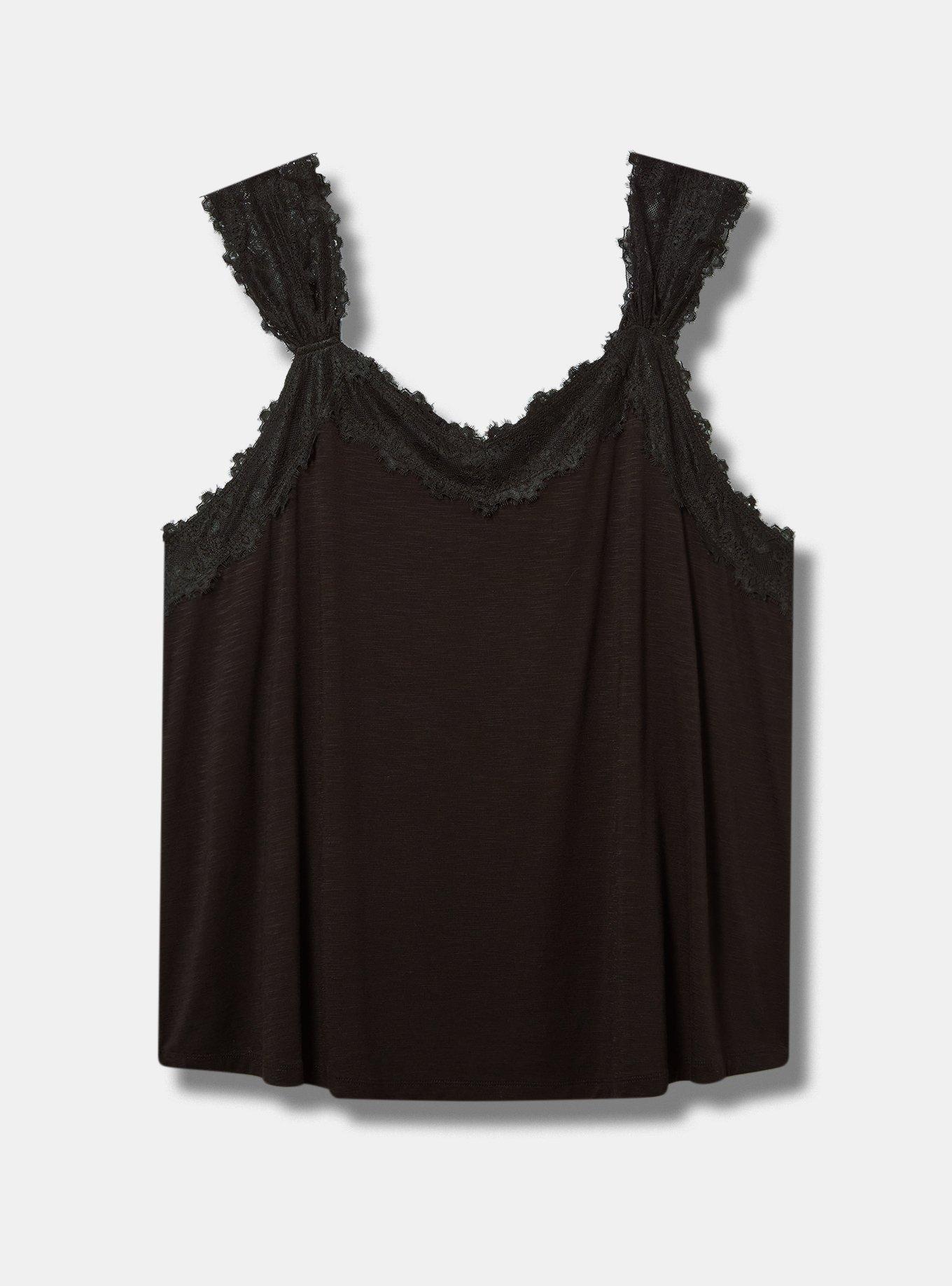 Super Soft Slub V-neck Lace Strap Tank