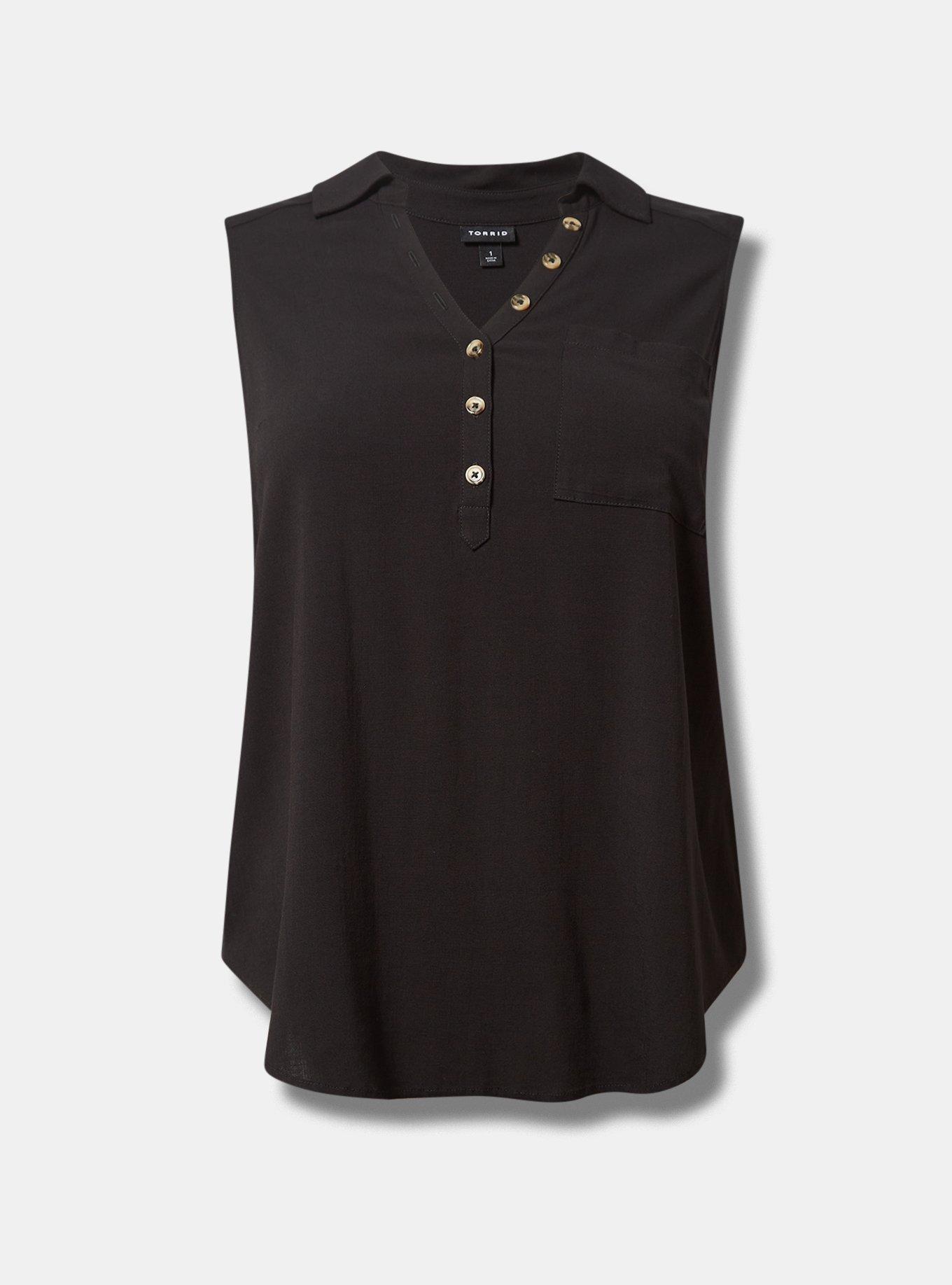 Rayon Slub Collared Sleeveless Pullover