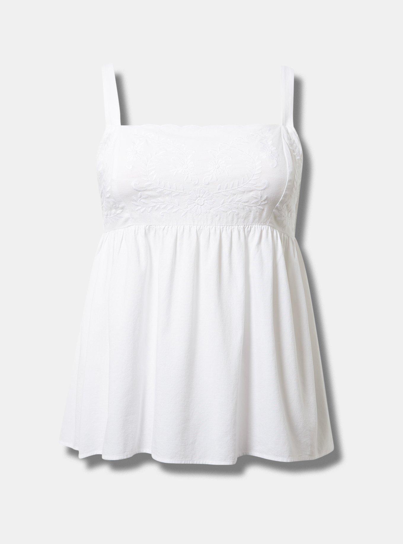 Babydoll Embroidered Scallop Trim Tank