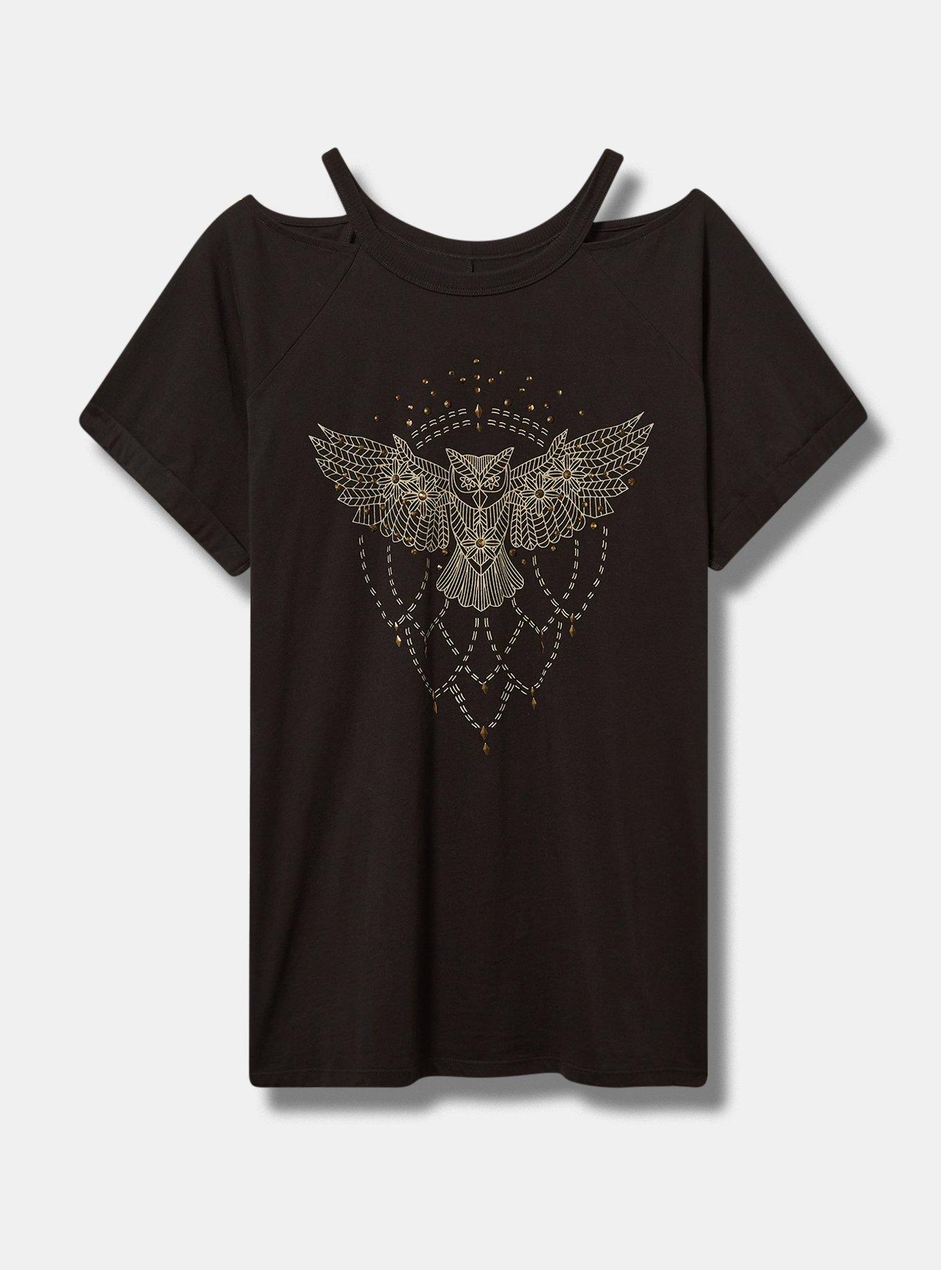 Owl Classic Fit Heritage Jersey Cold Shoulder Stud Tee