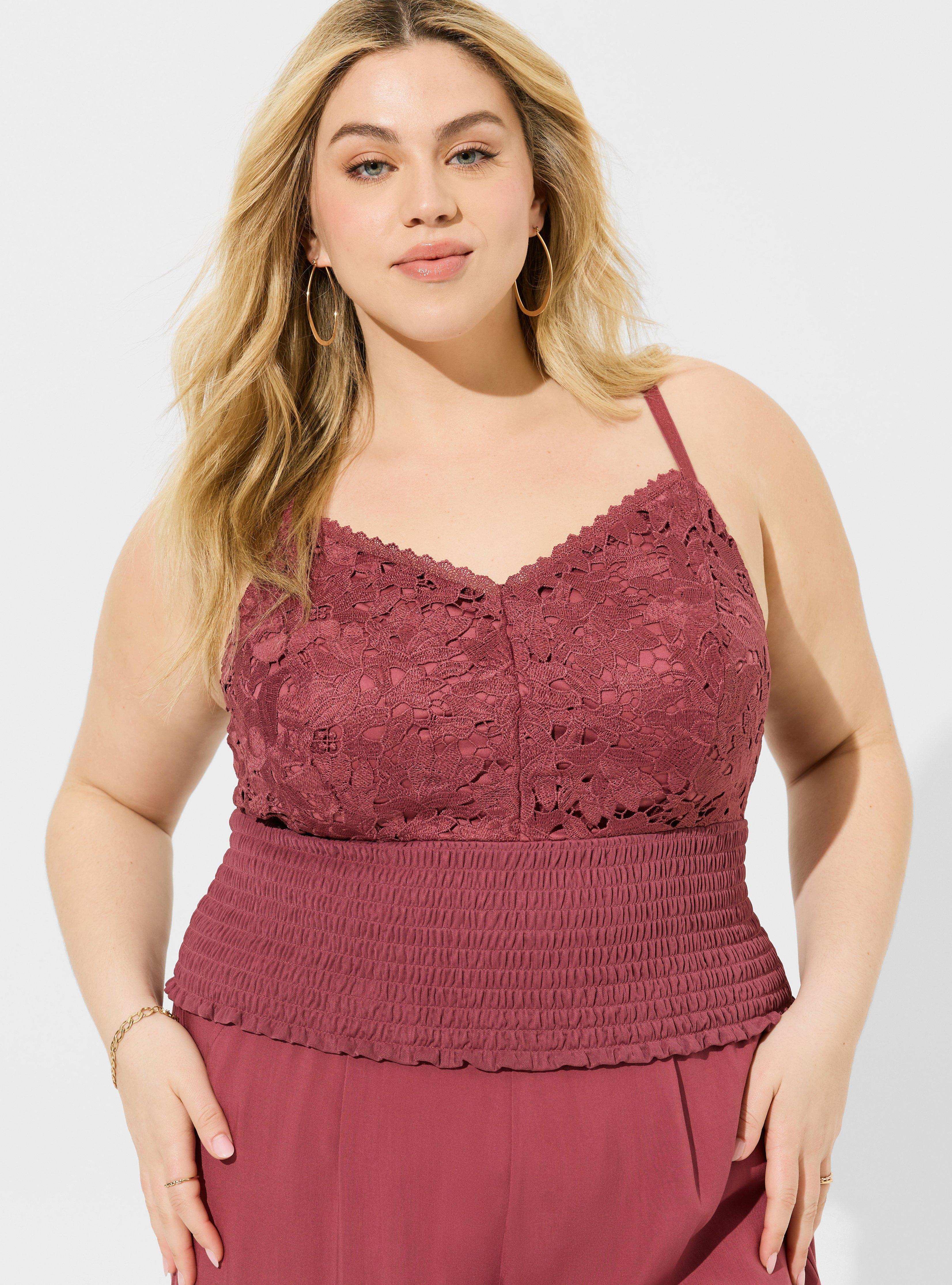 TORRID Lace Smocked Crop Top