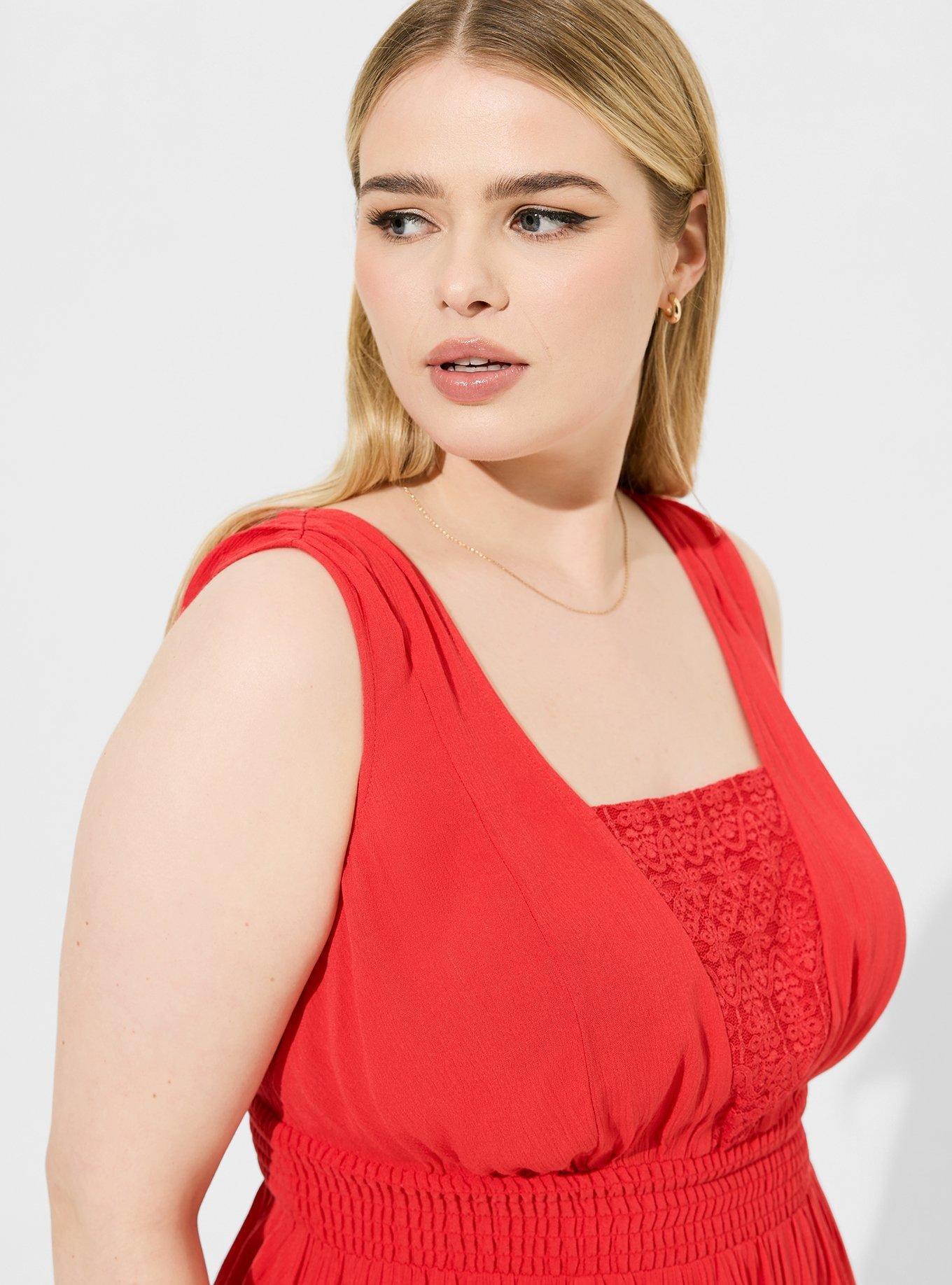 Crinkle Gauze Crochet V-Neck Top