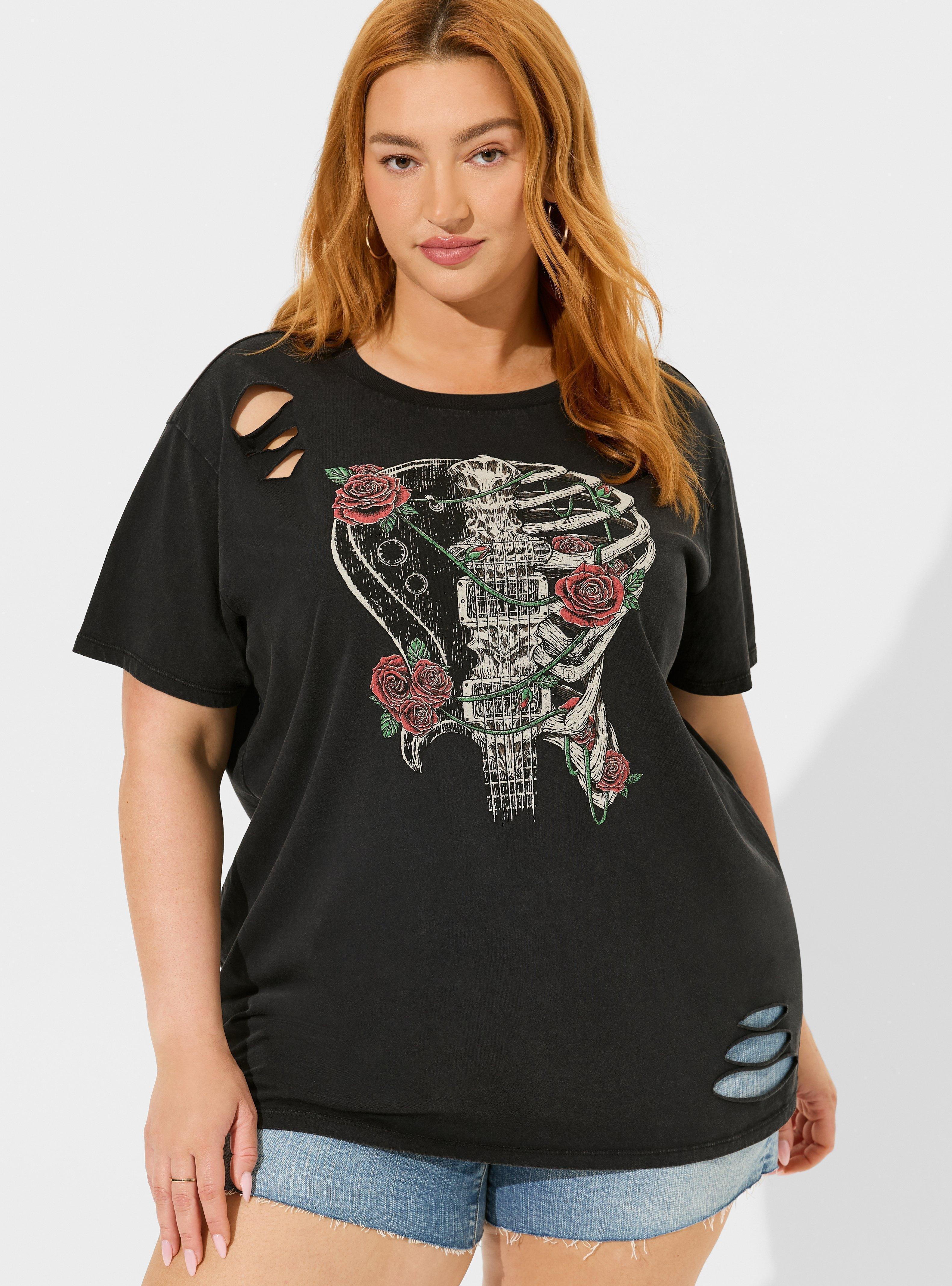 Plus Size - Guitar Rose Relax Heritage Jersey Open Back Tee - Torrid