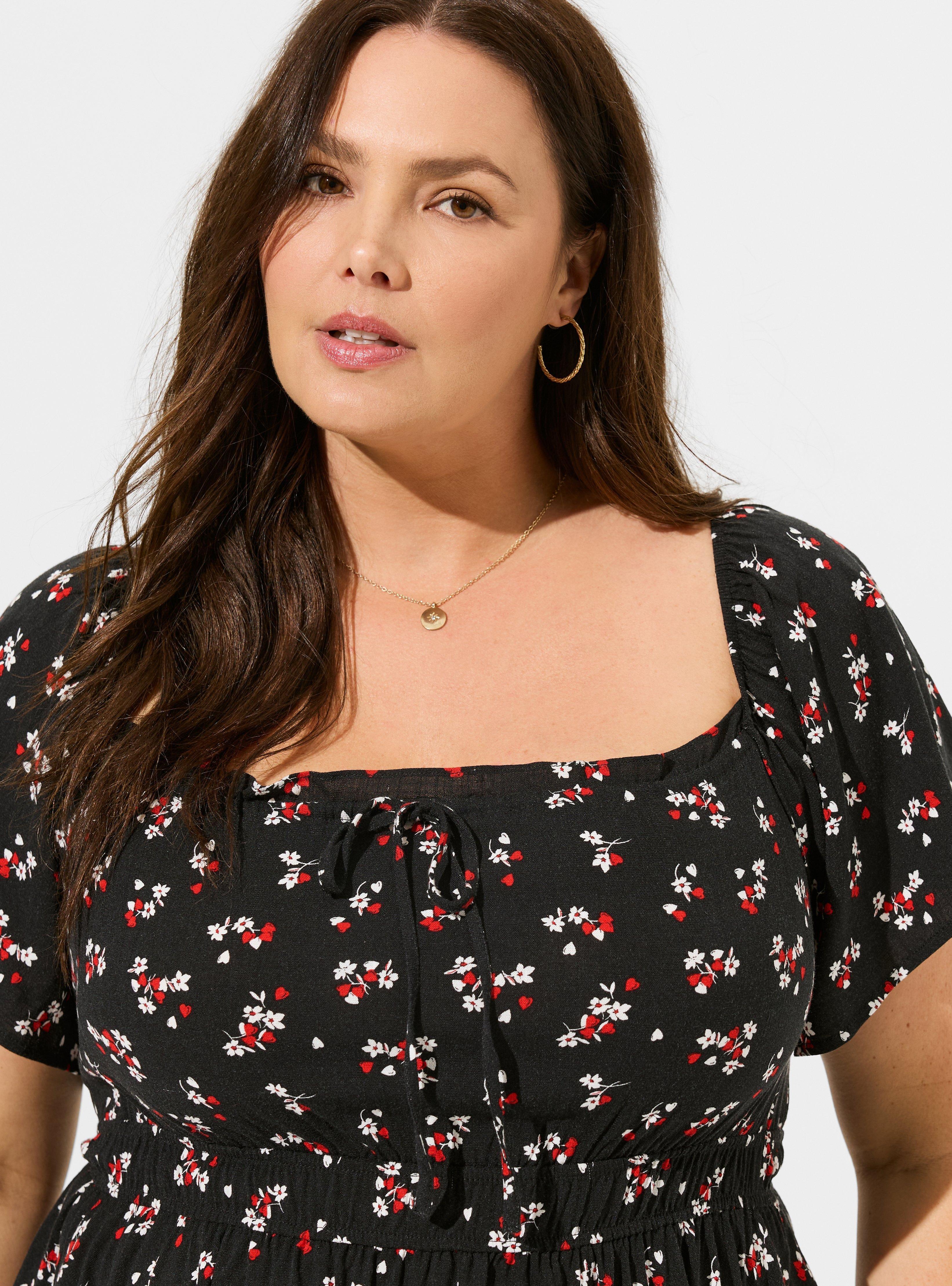 Plus Size - Rayon Slub Flutter Sleeve Shirred Bodice Blouse - Torrid