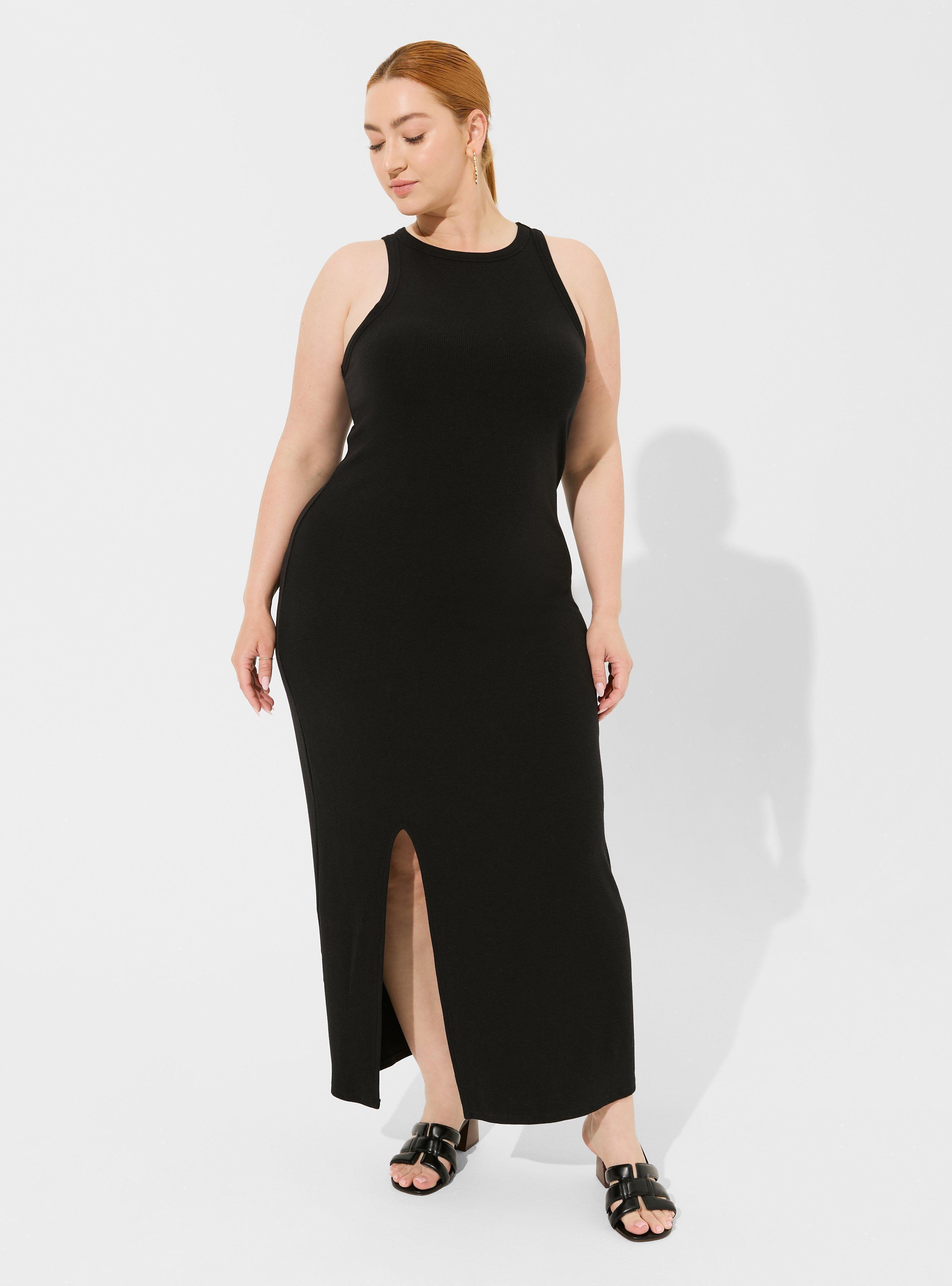 Maxi Rib Bodycon Slip Dress, DEEP BLACK, alternate