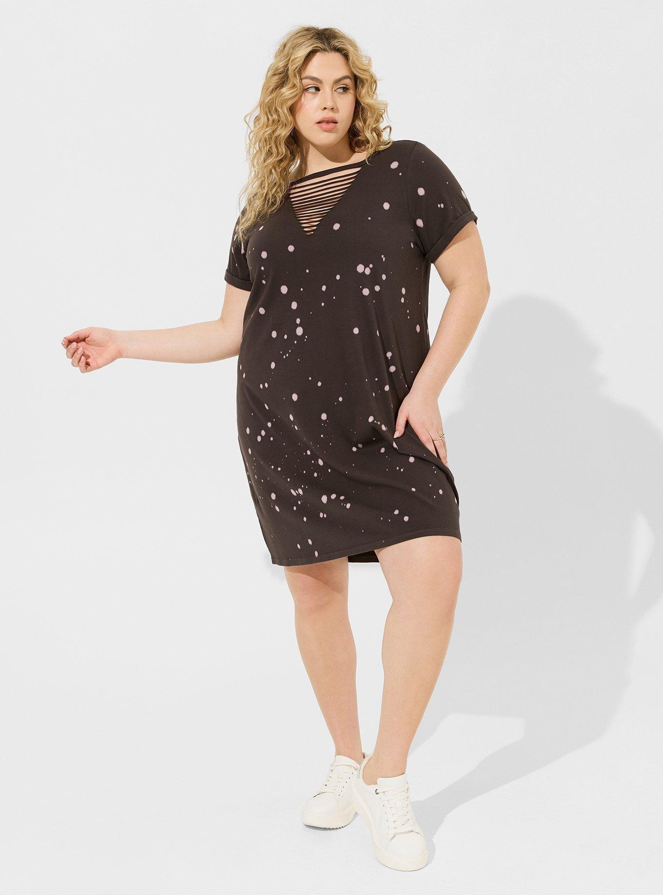 Plus Size Mini Jersey Destructed Front T Shirt Dress Torrid