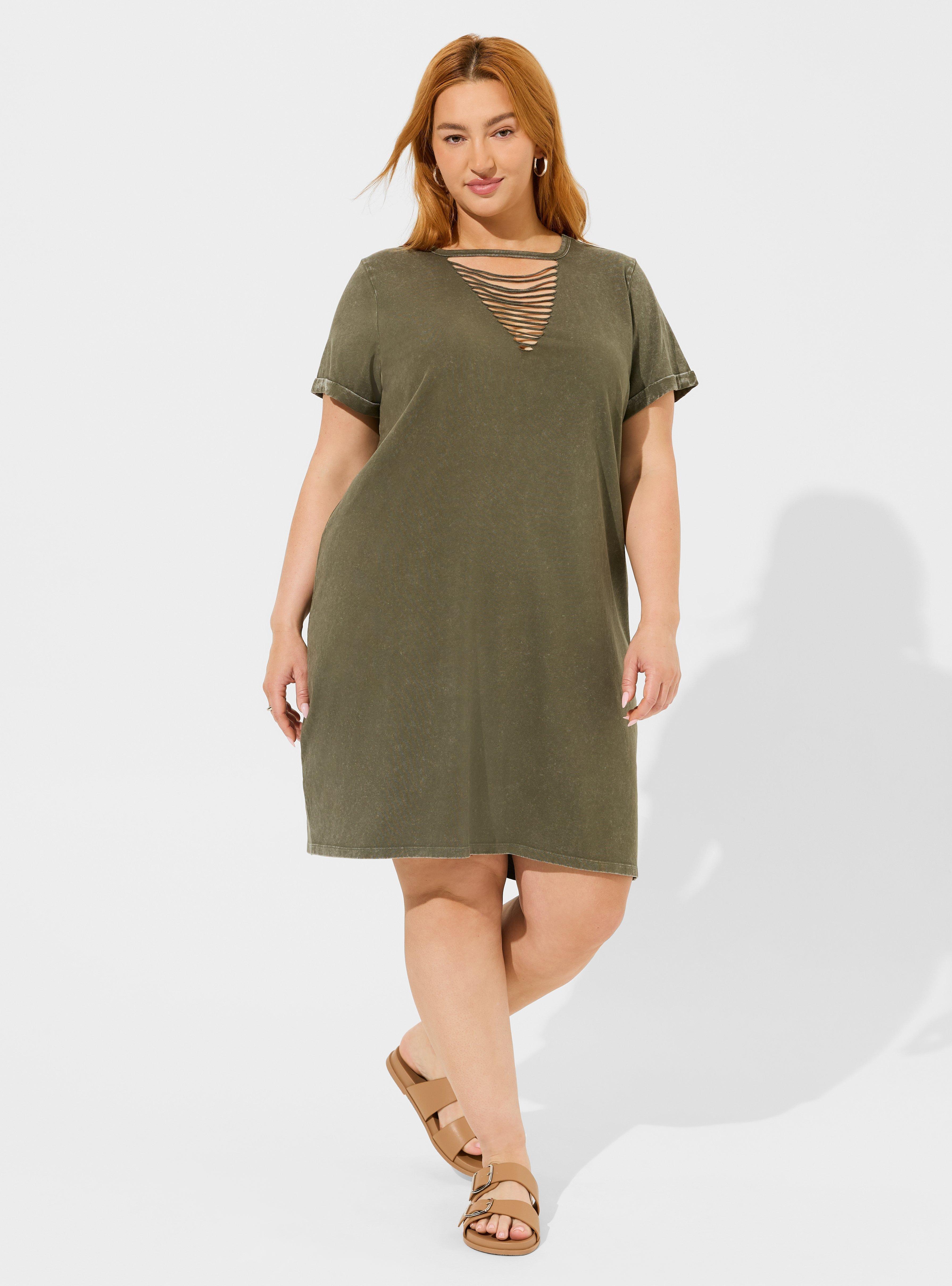 Plus Size - Mini Jersey Destructed Front T-Shirt Dress - Torrid