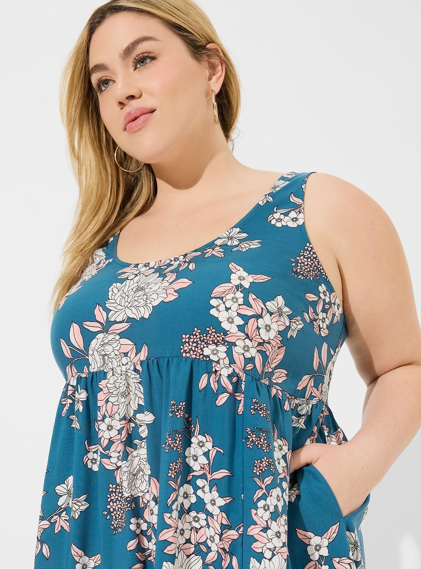 Plus Size - Mini Challis Tiered Tank Dress - Torrid