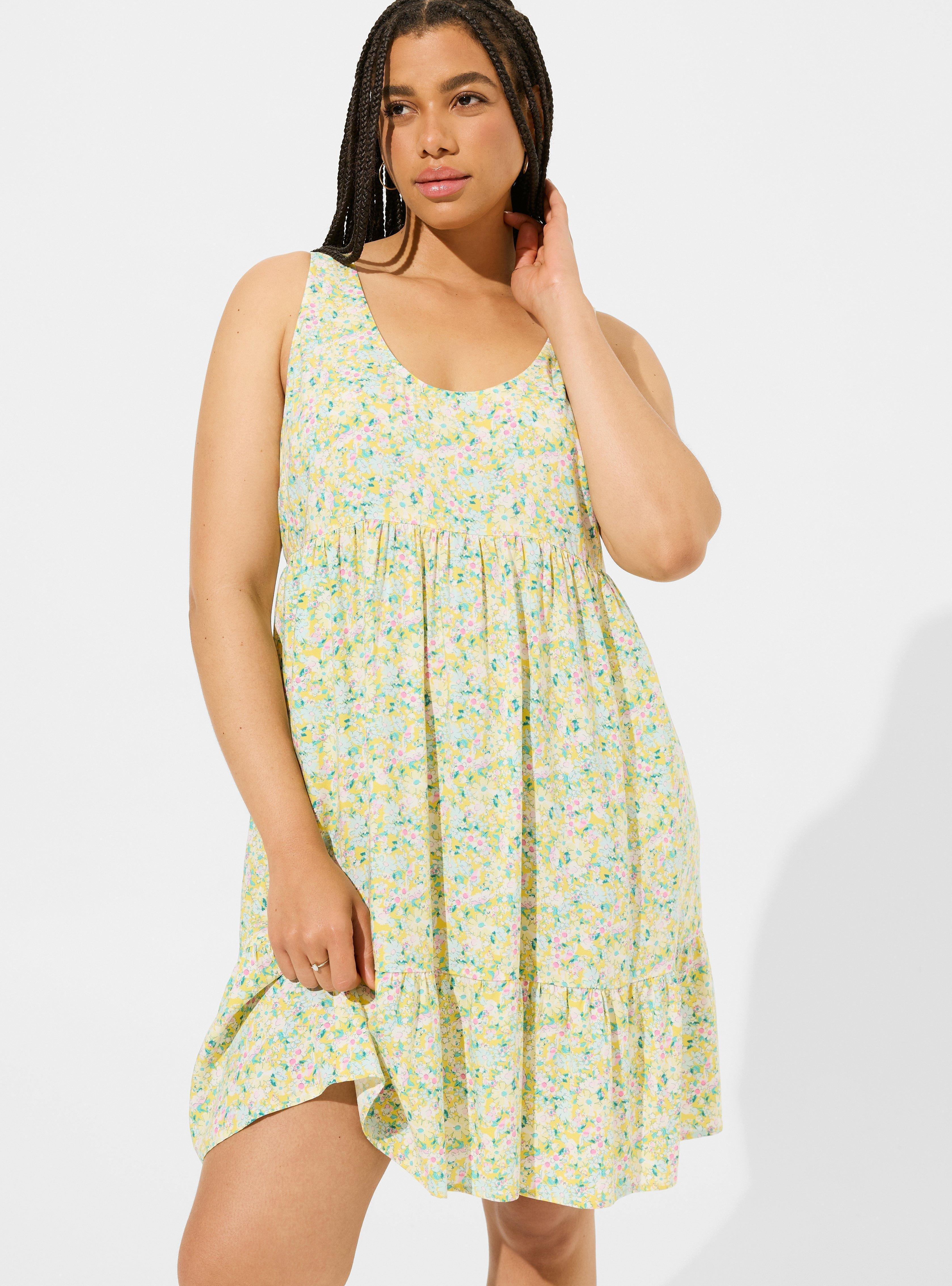 Plus Size - Mini Challis Tiered Tank Dress - Torrid