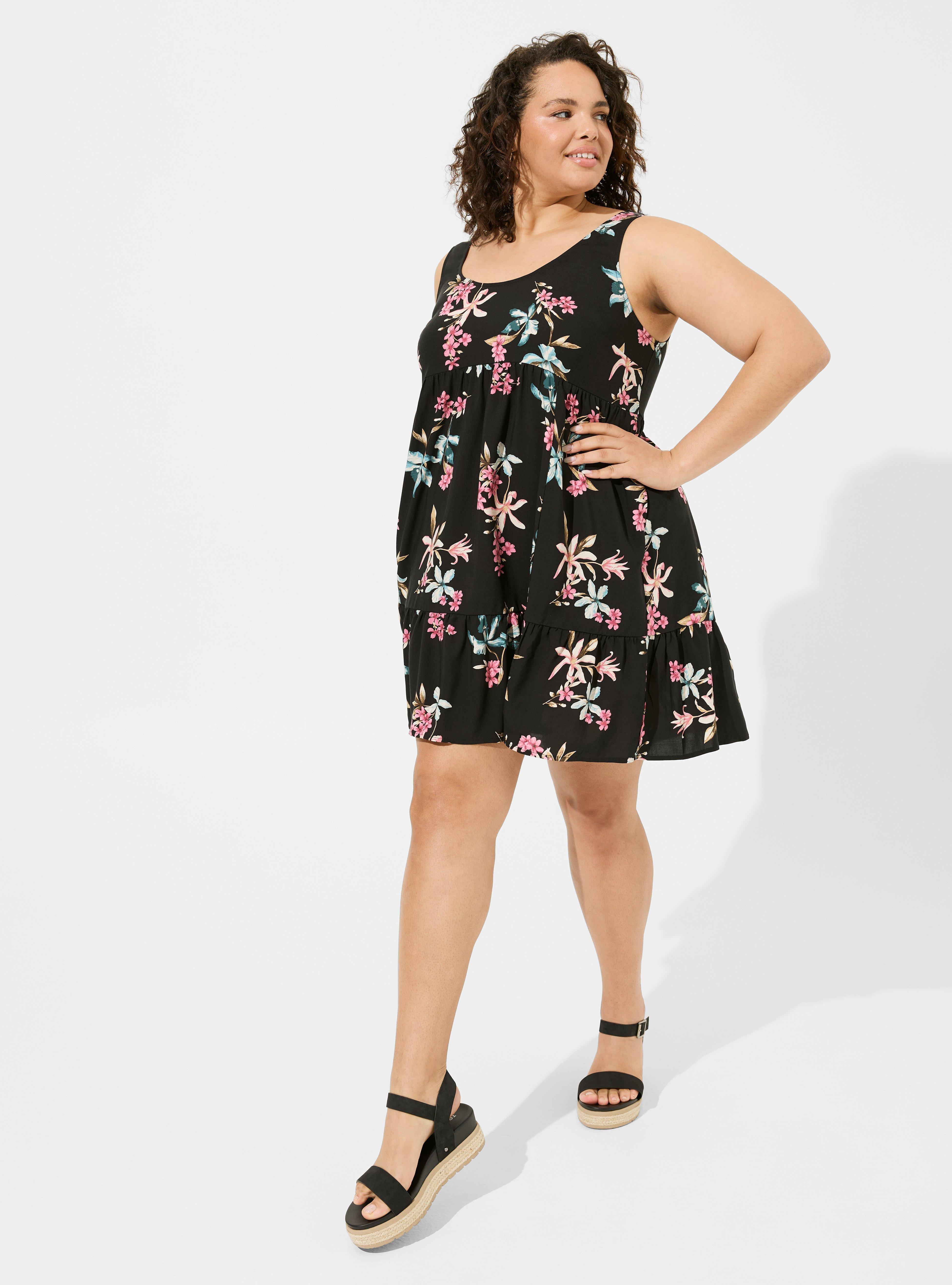 Plus Size - Mini Challis Tiered Tank Dress - Torrid