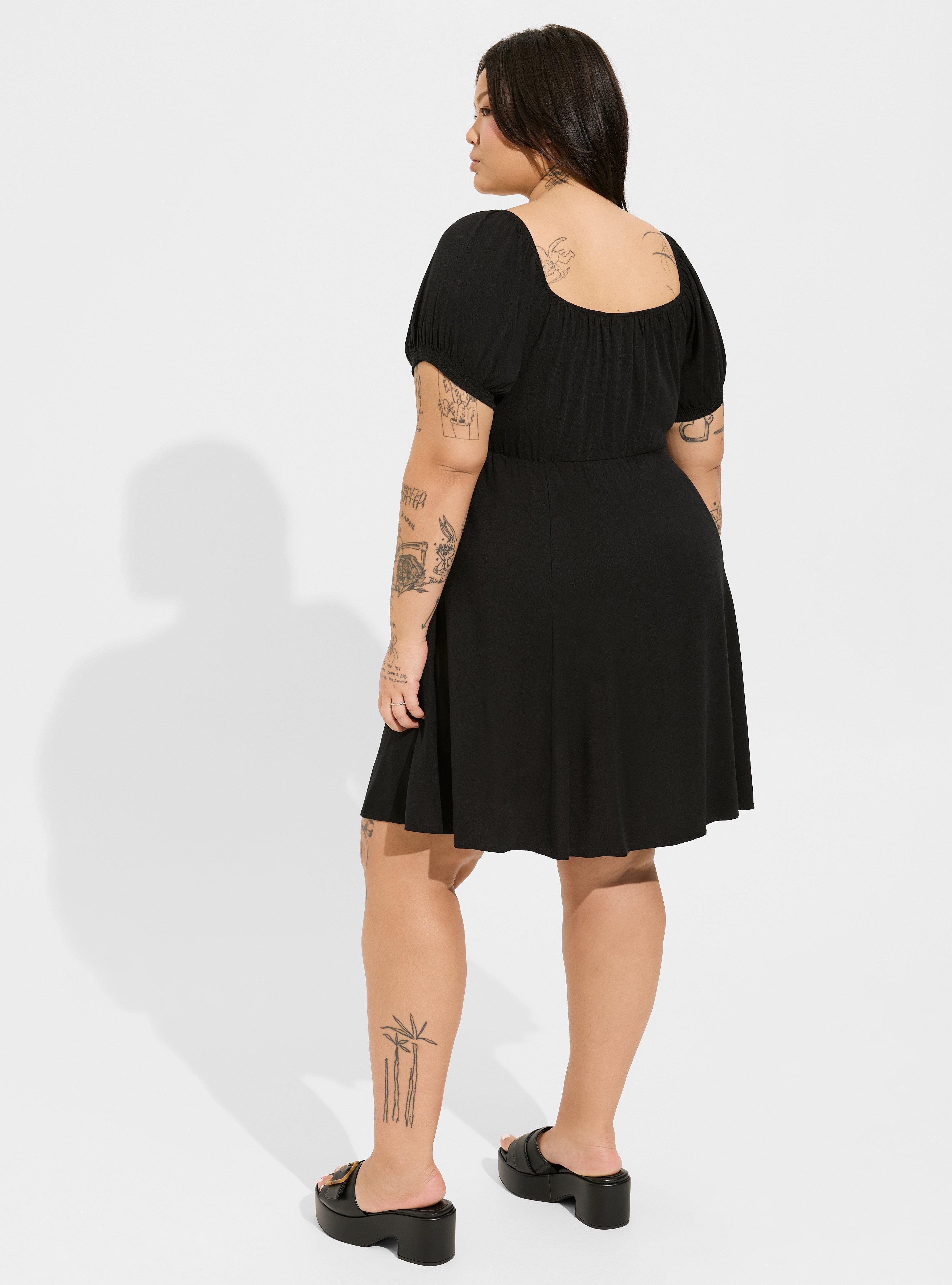 Mini Rayon Slub Button Front Skater Dress