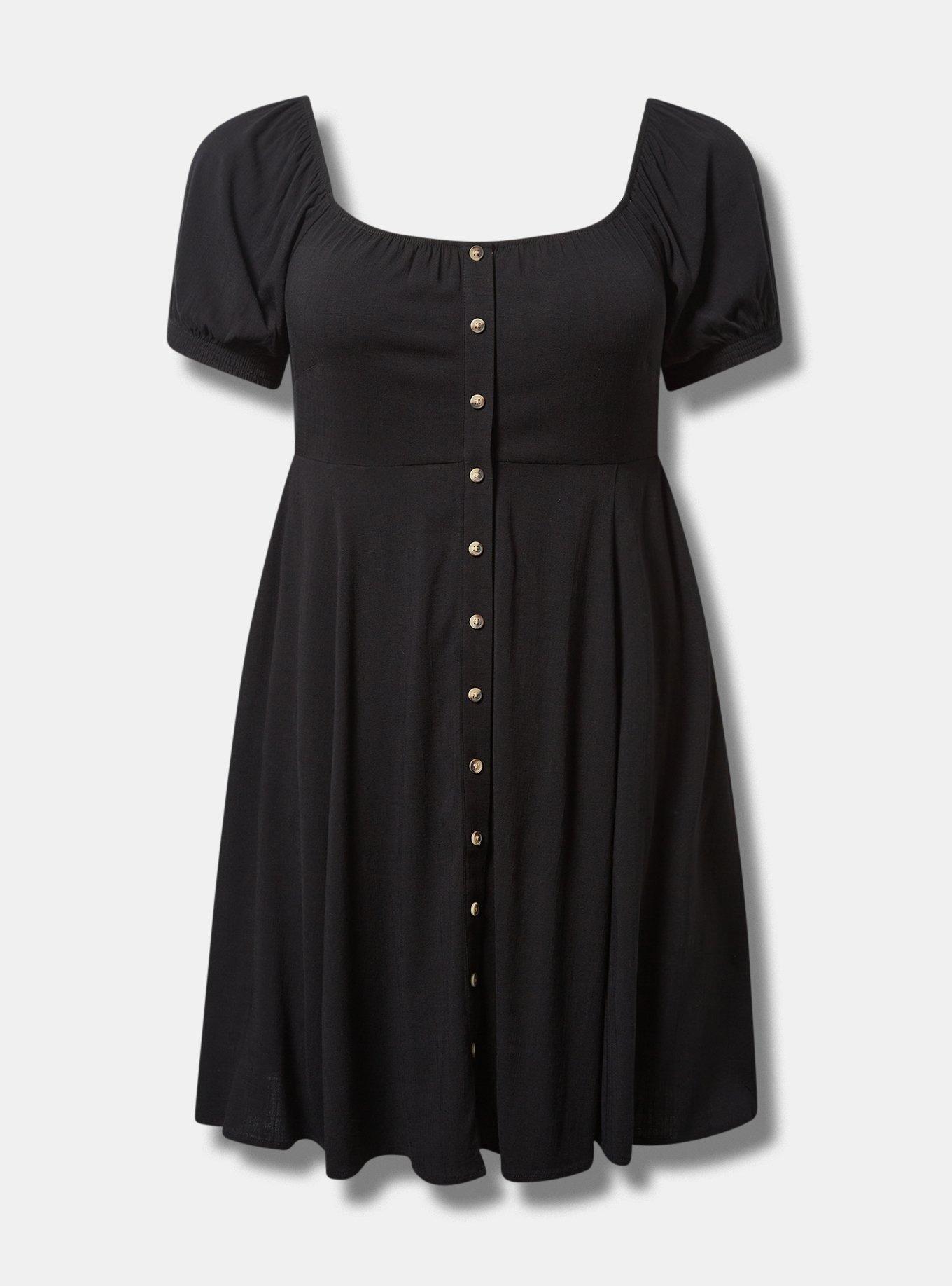 Mini Rayon Slub Button Front Skater Dress