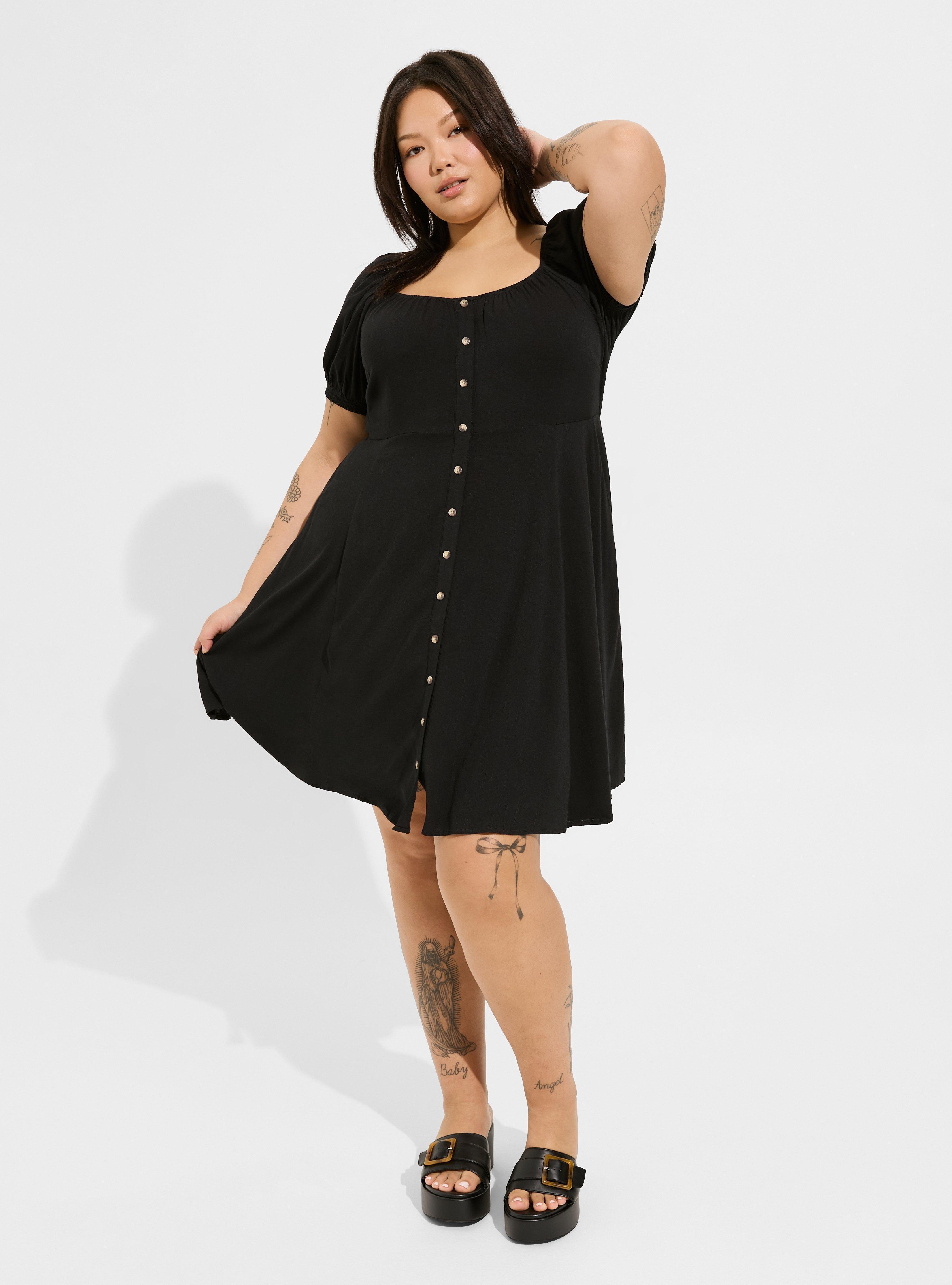 Mini Rayon Slub Button Front Skater Dress