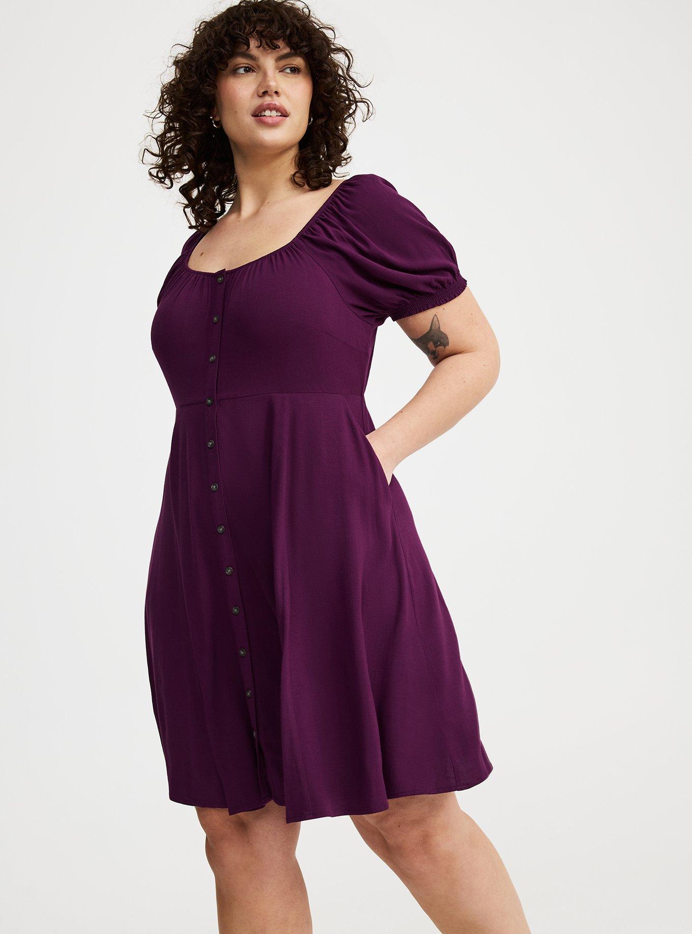 Plus Size - Button Front Skater Mini Dress - Torrid Plus Size - Button Front Skater Mini Dress - Torrid