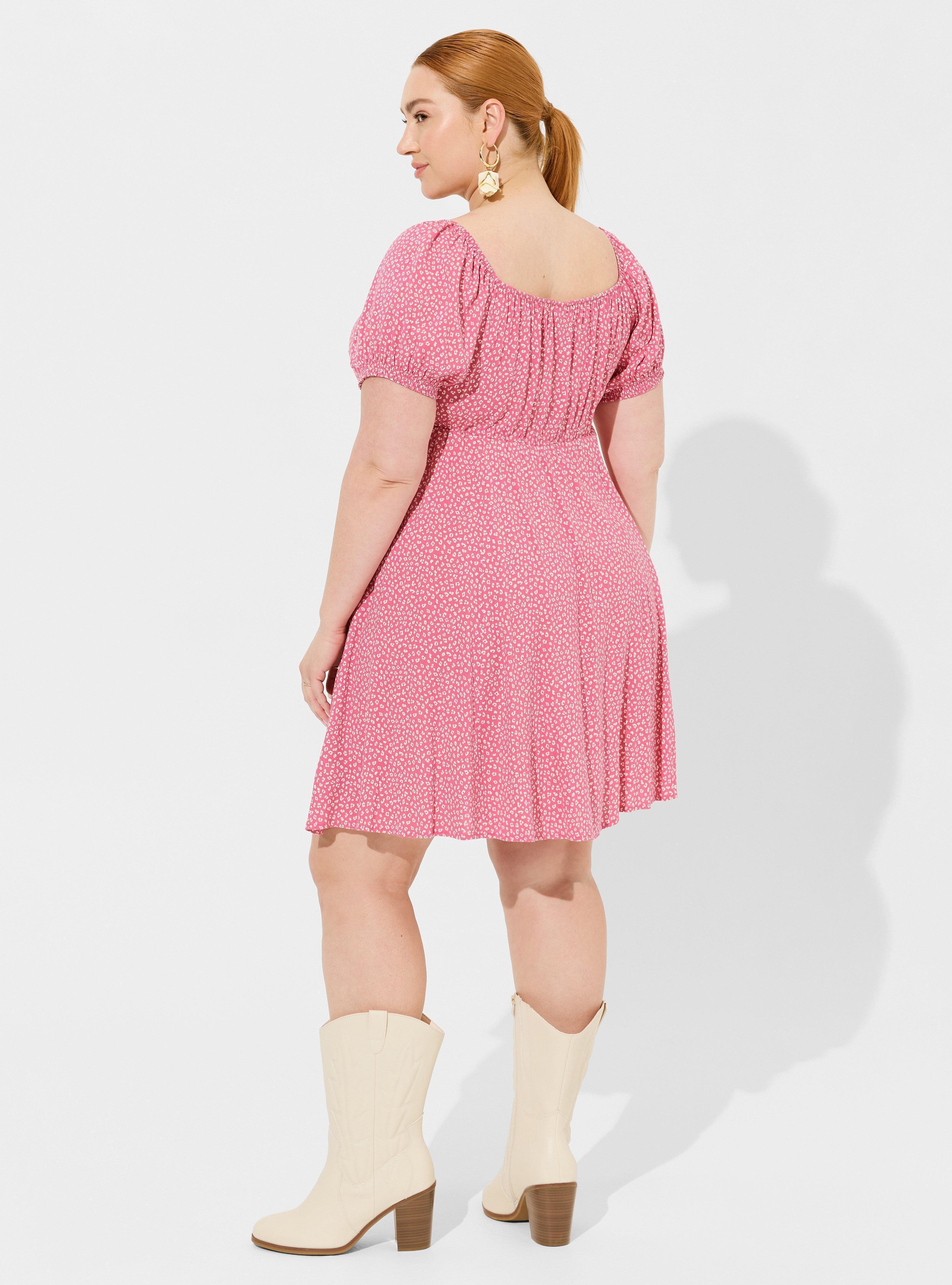 Mini Rayon Slub Button Front Skater Dress