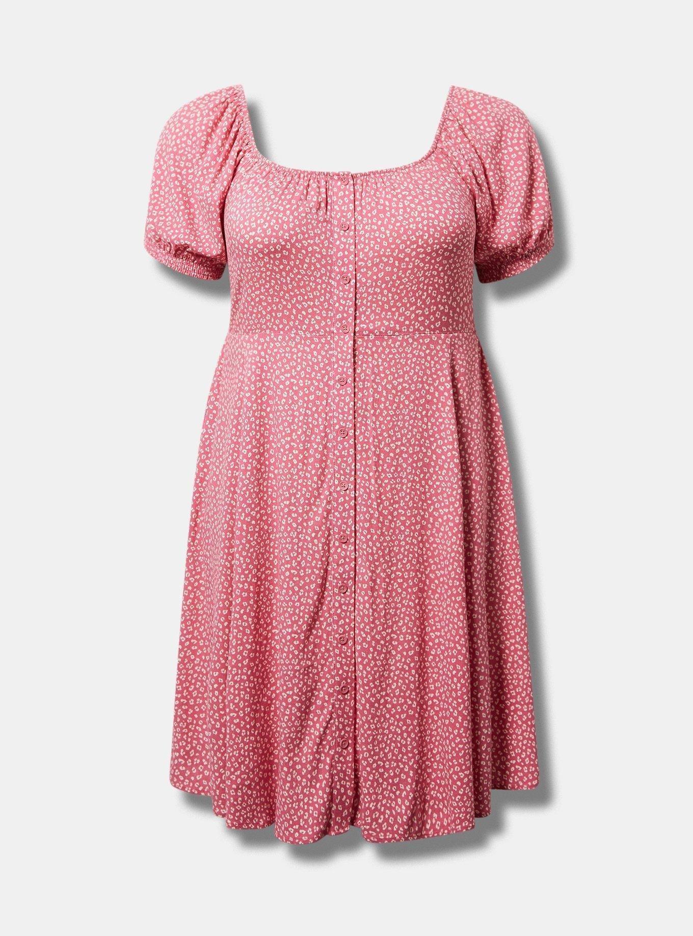 Mini Rayon Slub Button Front Skater Dress