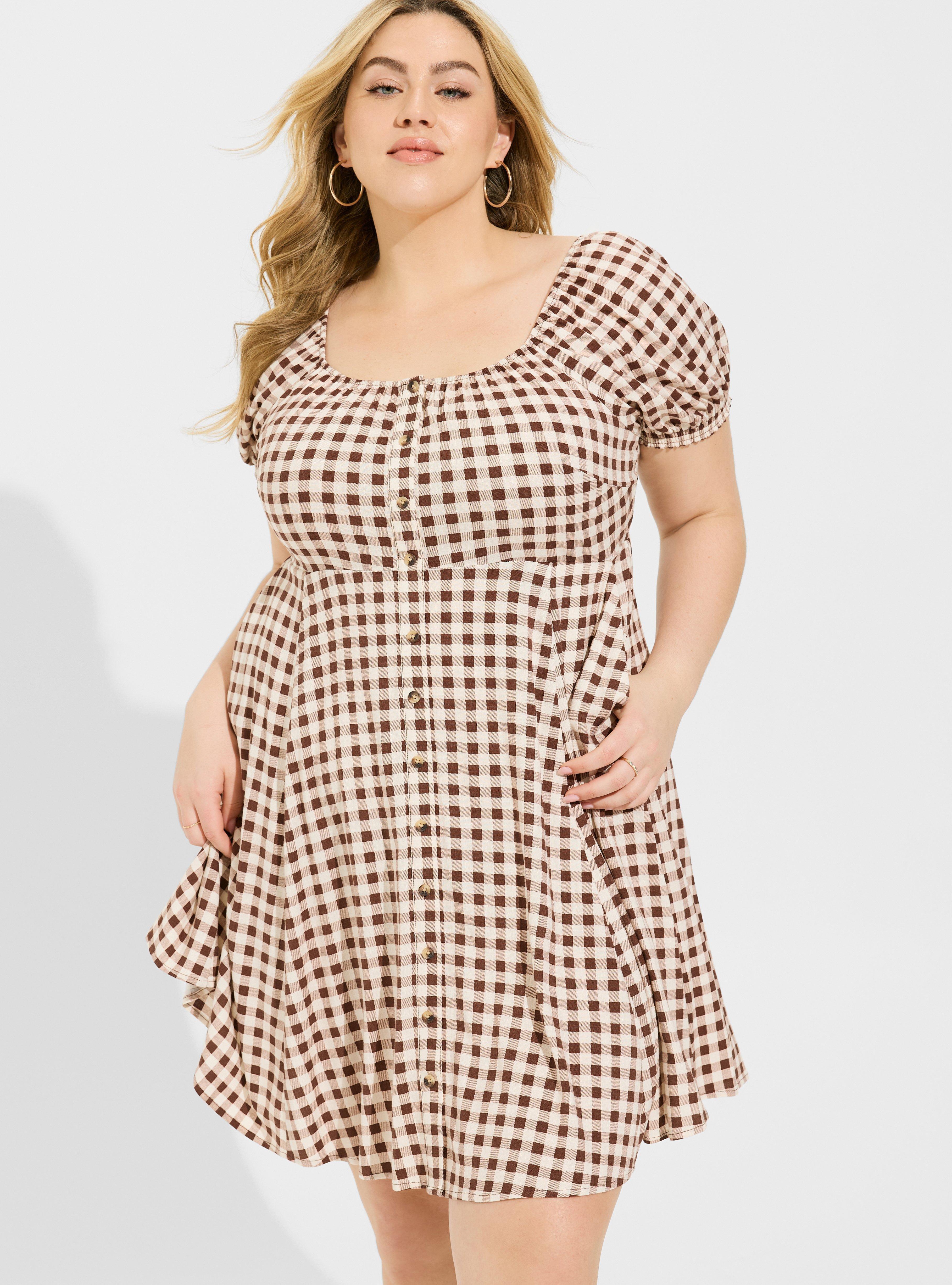 Mini Rayon Slub Button Front Skater Dress