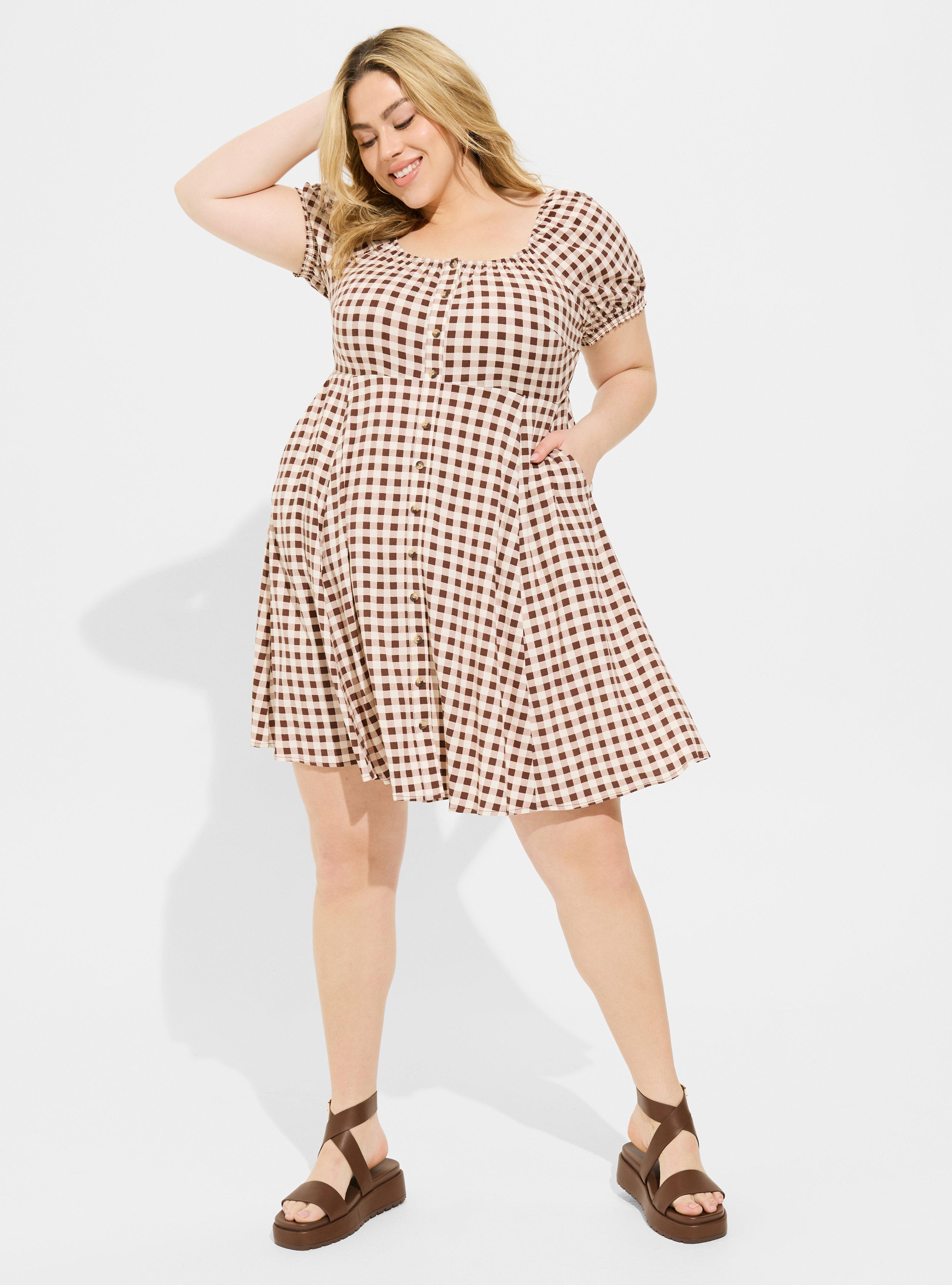 Plus Size - Button Front Skater Mini Dress - Torrid