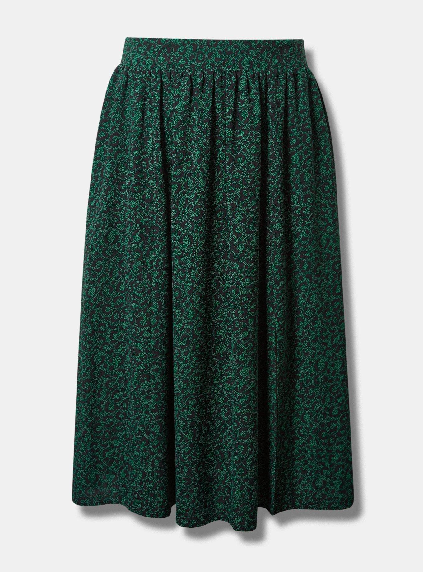 Plus Size - Tea Length Vacation Silk Slit A-Line Skirt - Torrid