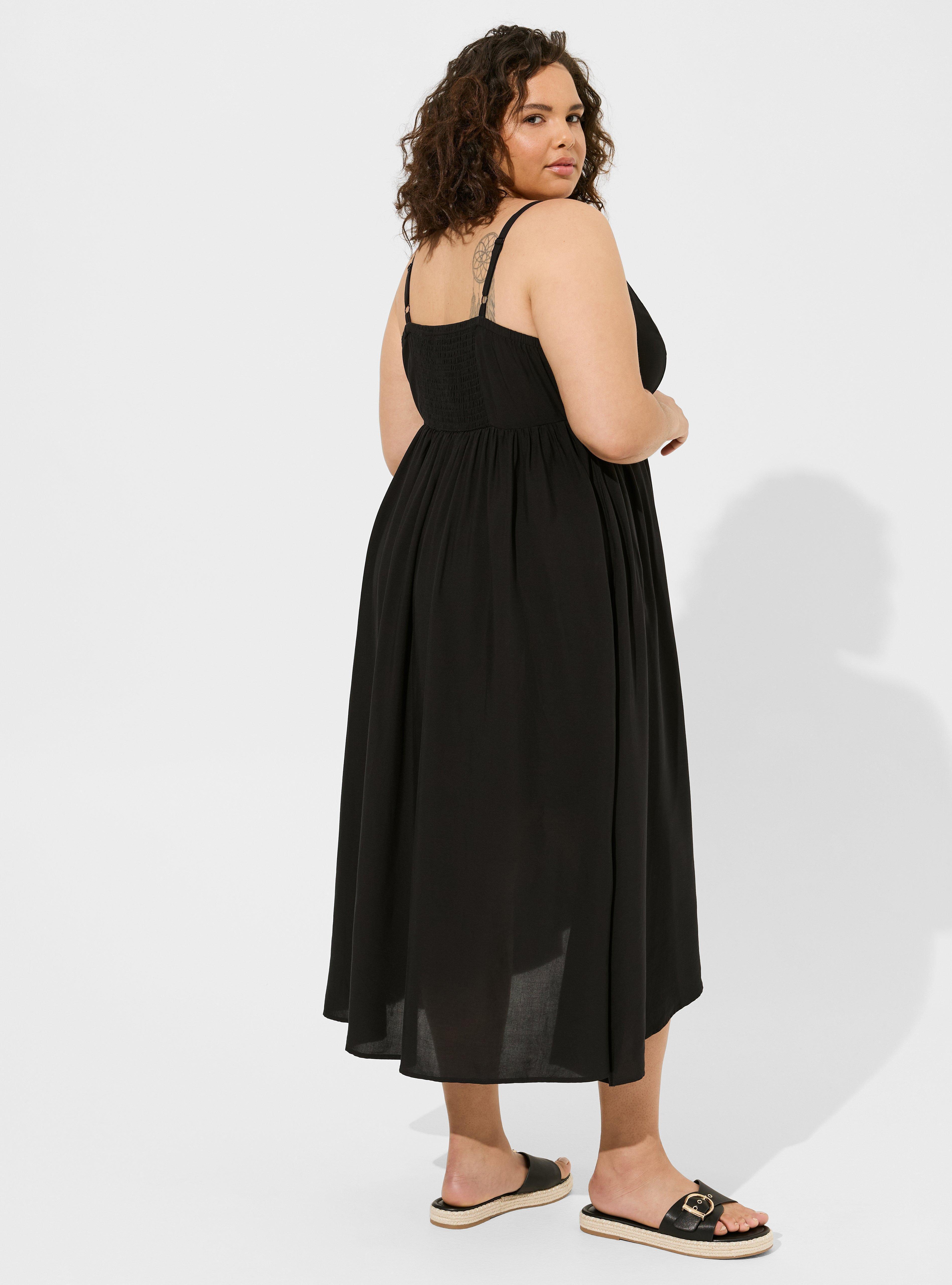 Tea Length Challis Square Neck Dress