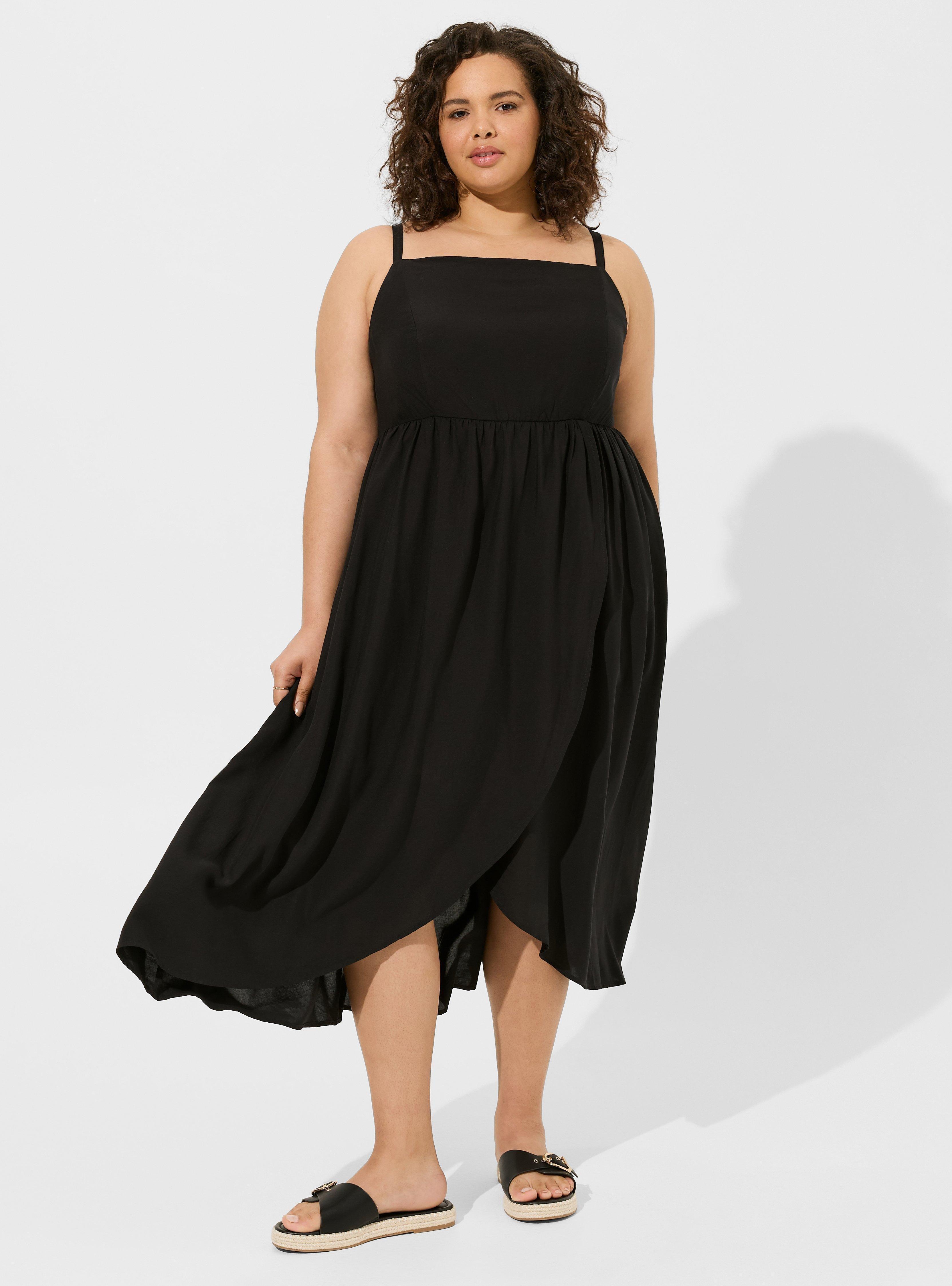 Tea Length Challis Square Neck Dress